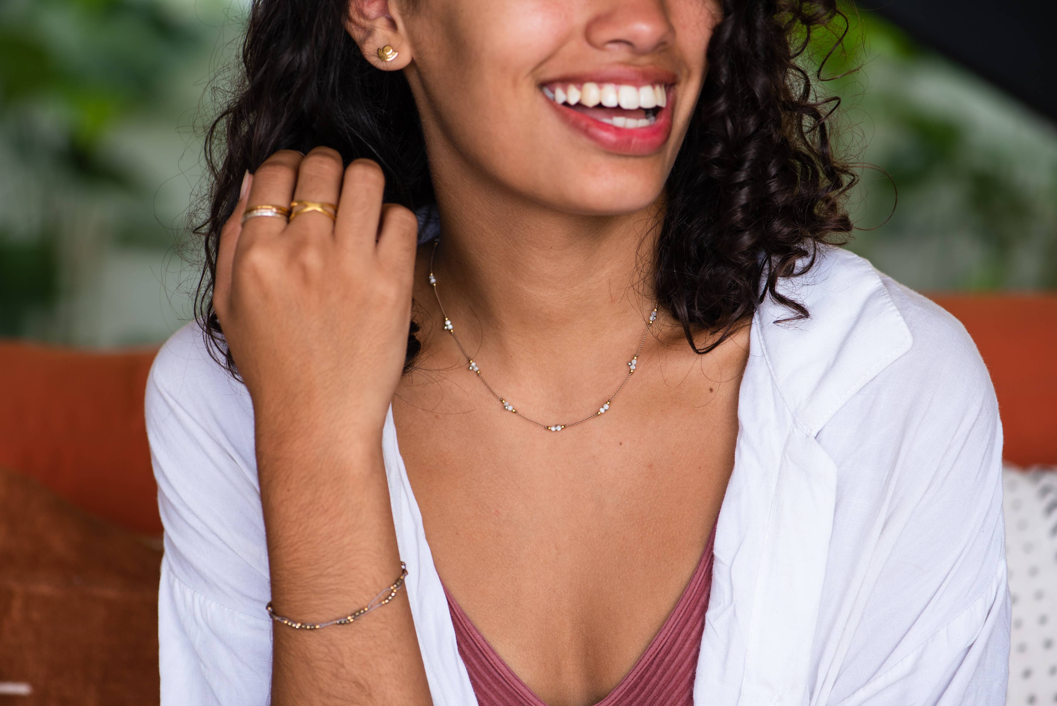 Bronwen Jewelry- Trail Necklace - Mother of Pearl