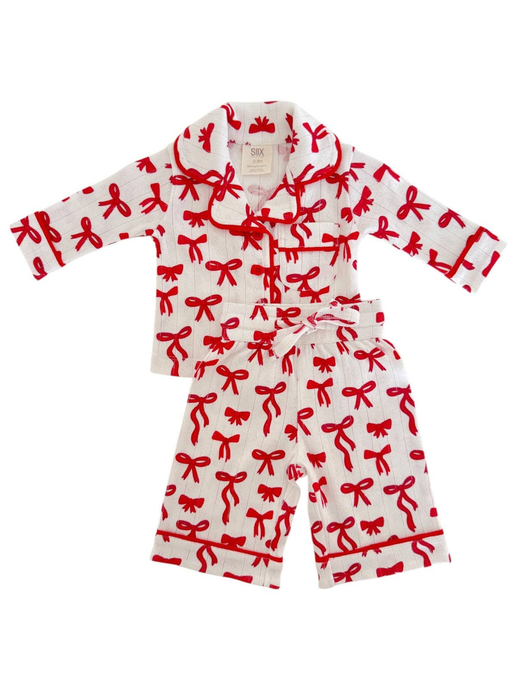 SIIX Collection- Red Bows / Organic Pointelle Lounge Set
