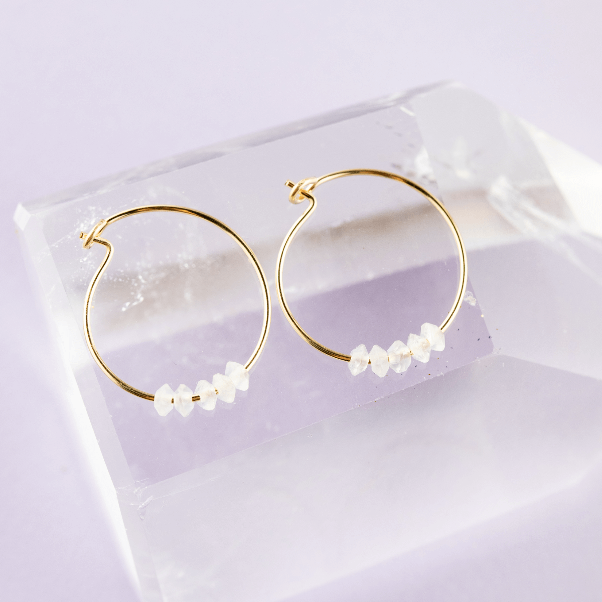 SoulKu- Moonstone Alive & Well Gold Hoop Earrings Sisterhood