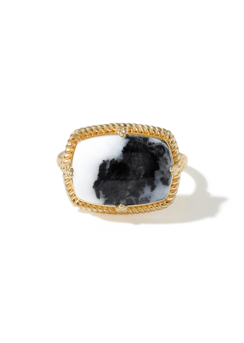 Tiramisu- Gold Plated Zebra Jasper Vintage-Inspired Rope Edge Ring