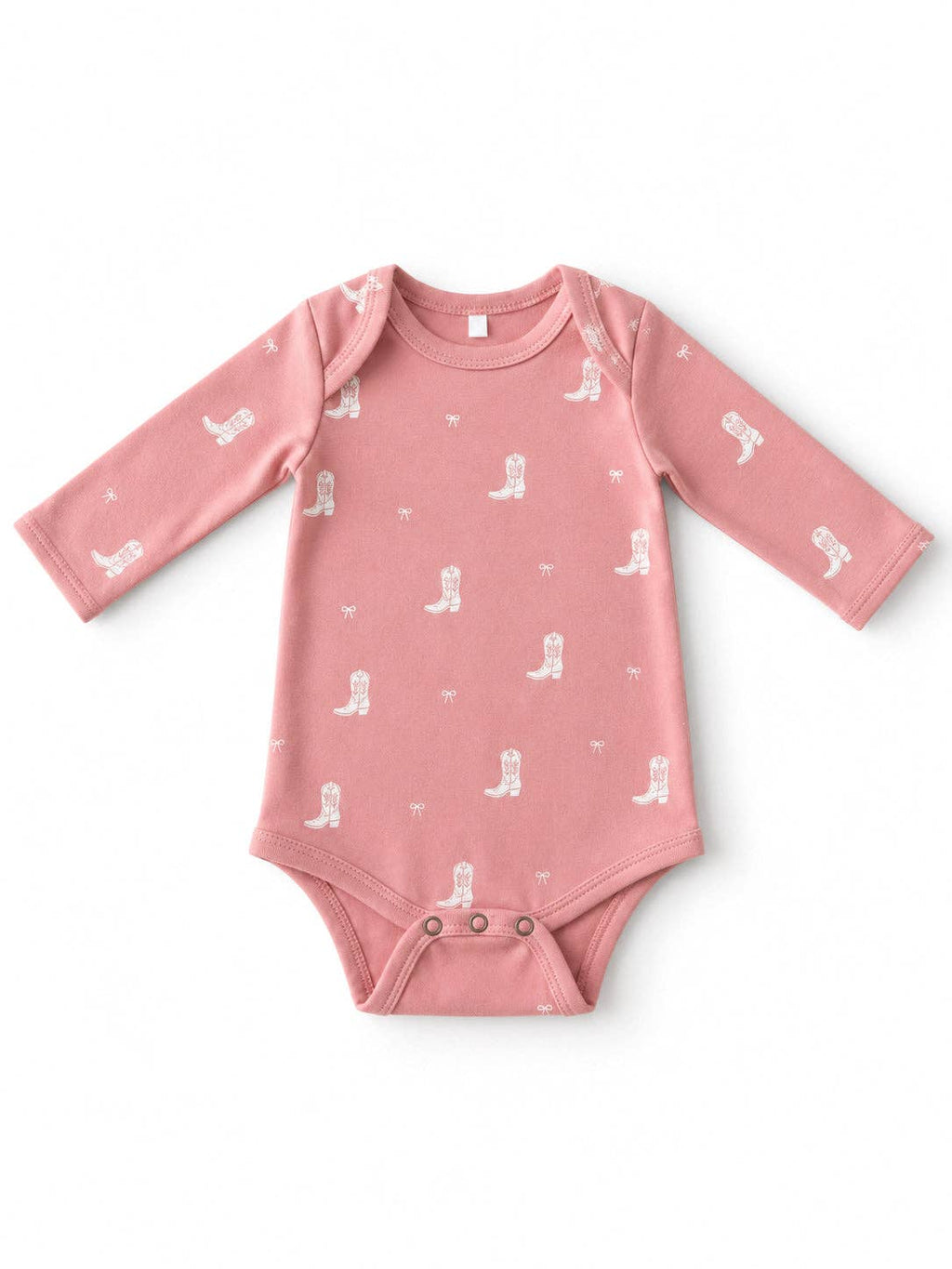 SIIX Collection- Boots & Bows / Organic Cotton Long Sleeve Bodysuit