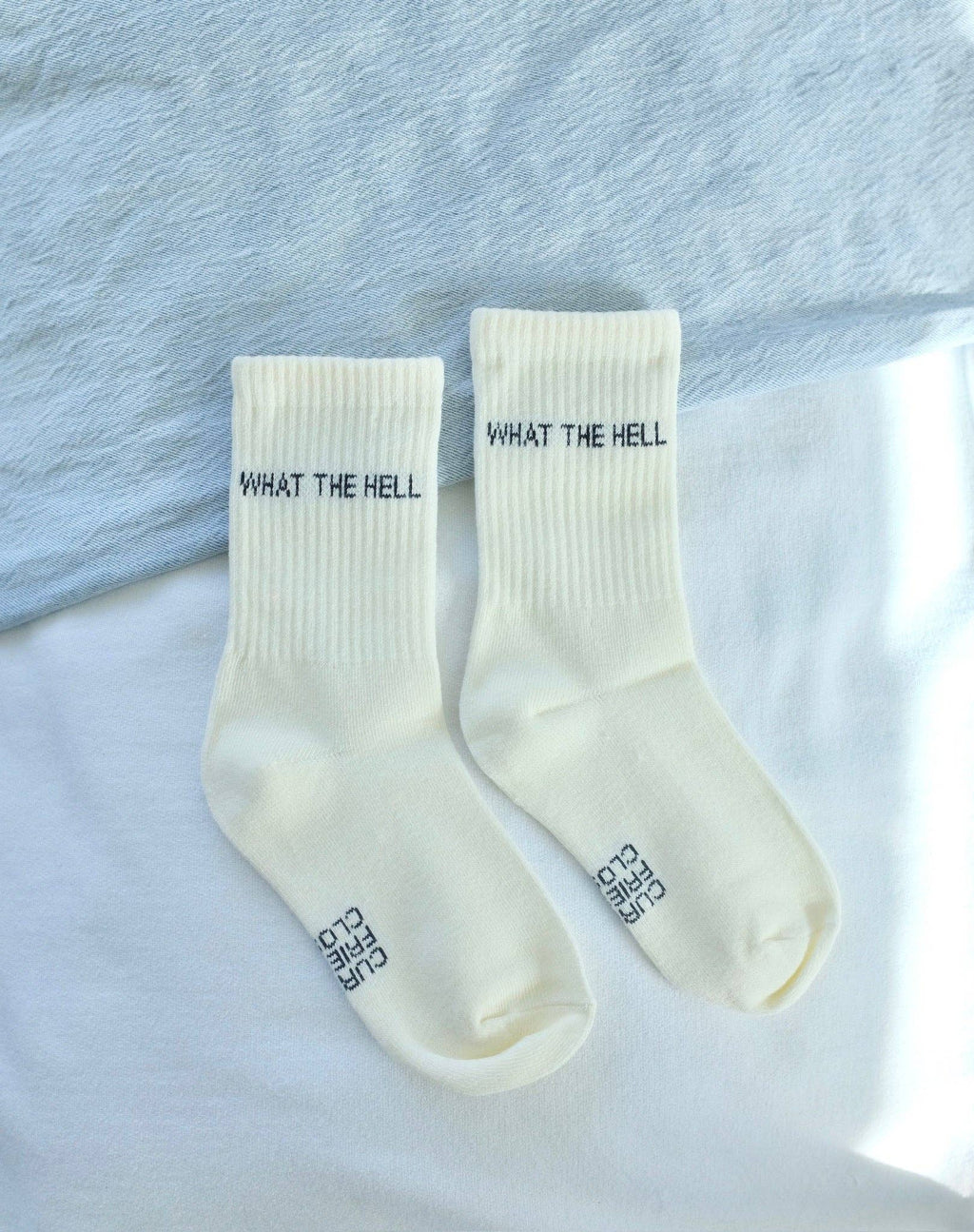 First Summer- What The Hell Ribbed Crew Socks, Cream