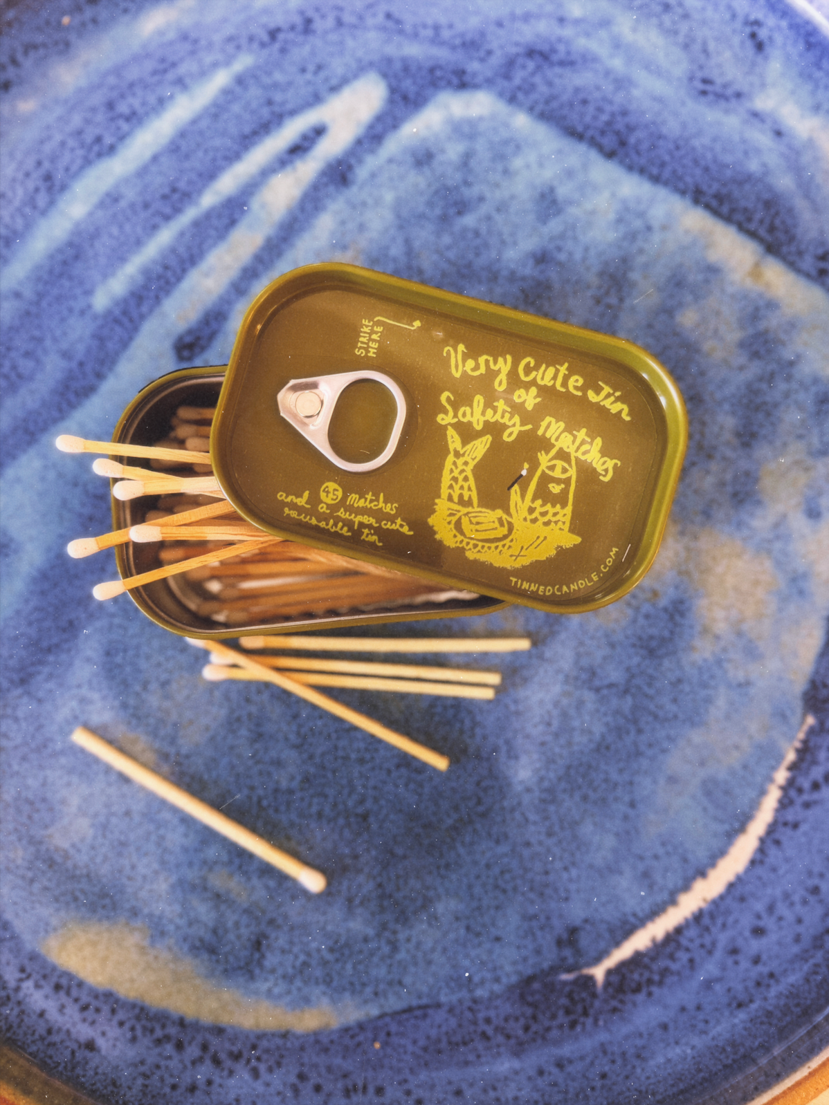 Tinned Candle- Very Cute Tin of Safety Matches (Green)