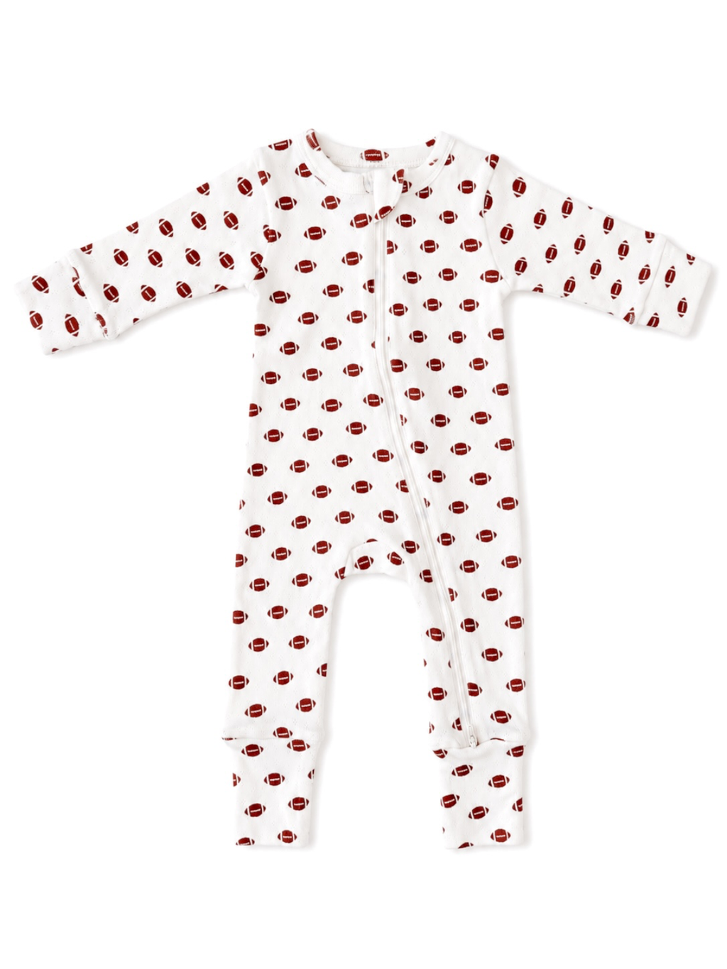 SIIX Collection- Football / Organic Pointelle 2-Way Zip Romper