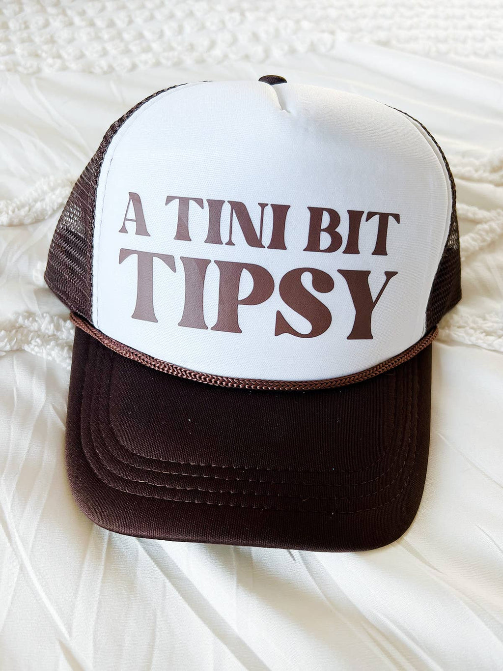 Maddon & Co.- Brown & White "A Tini Bit Tipsy" Trucker Hat