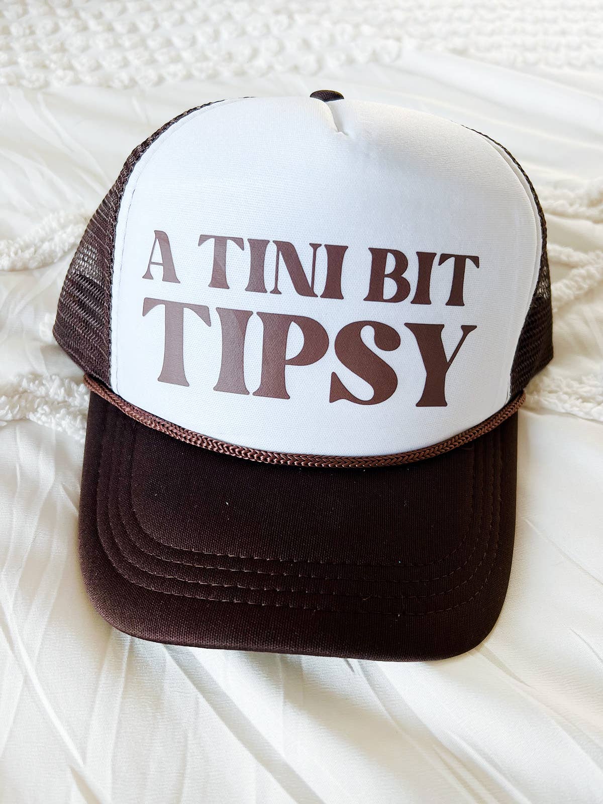 Maddon & Co.- Brown & White "A Tini Bit Tipsy" Trucker Hat