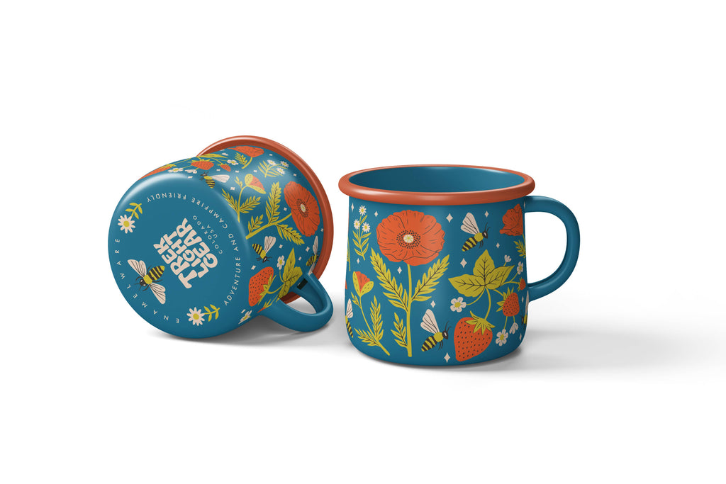 Trek Light- Enamel Coffee & Camp Mug | Garden Buzz | 16 oz | Poppies