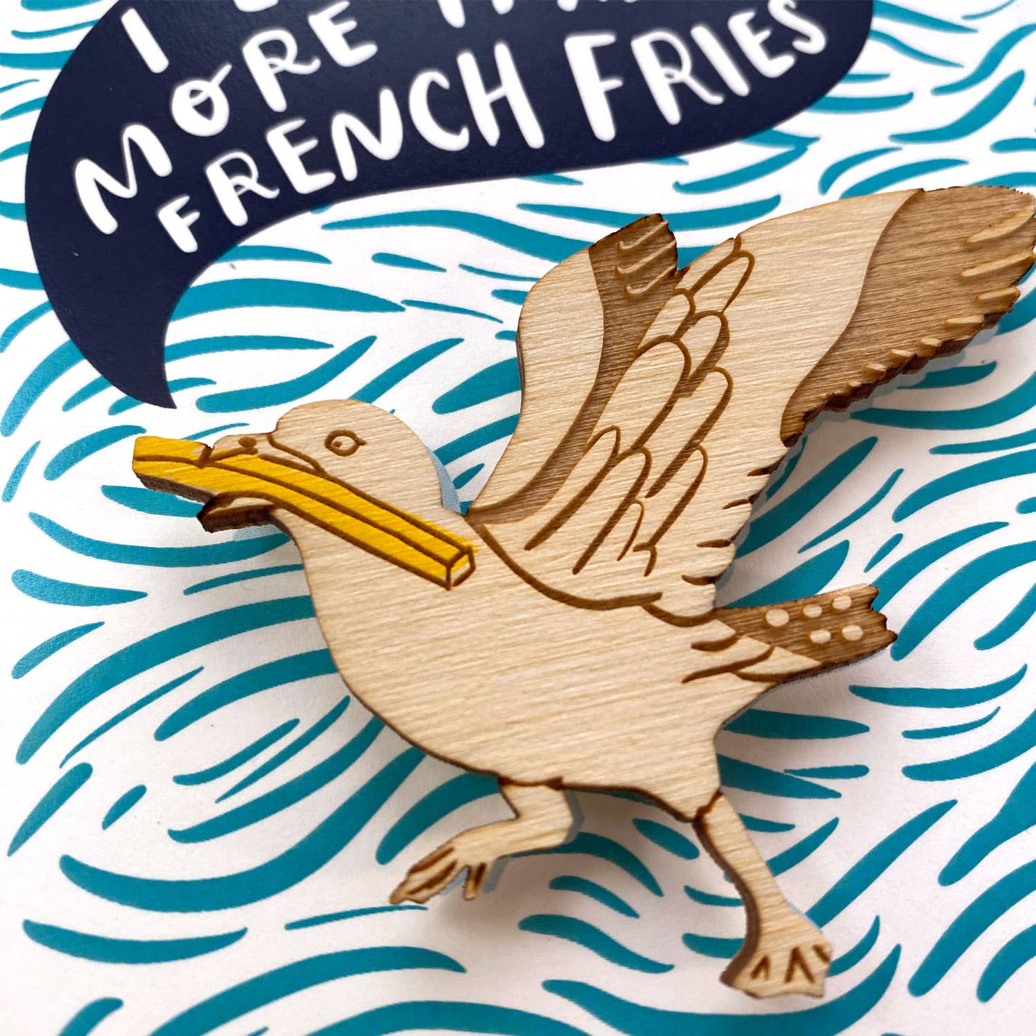 SnowMade- I Love You More Than French Fries - Seagull Magnet w/ Card