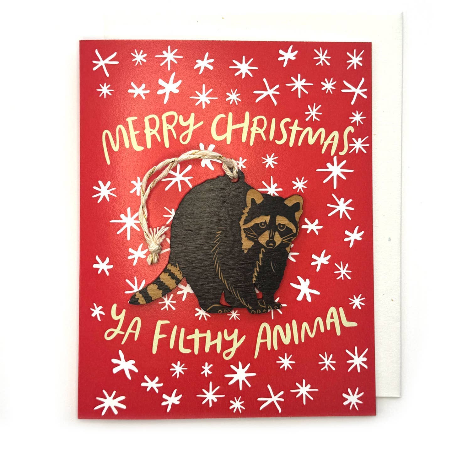 SnowMade- Merry Christmas, Ya Filthy Animal - Raccoon Ornament w/Card