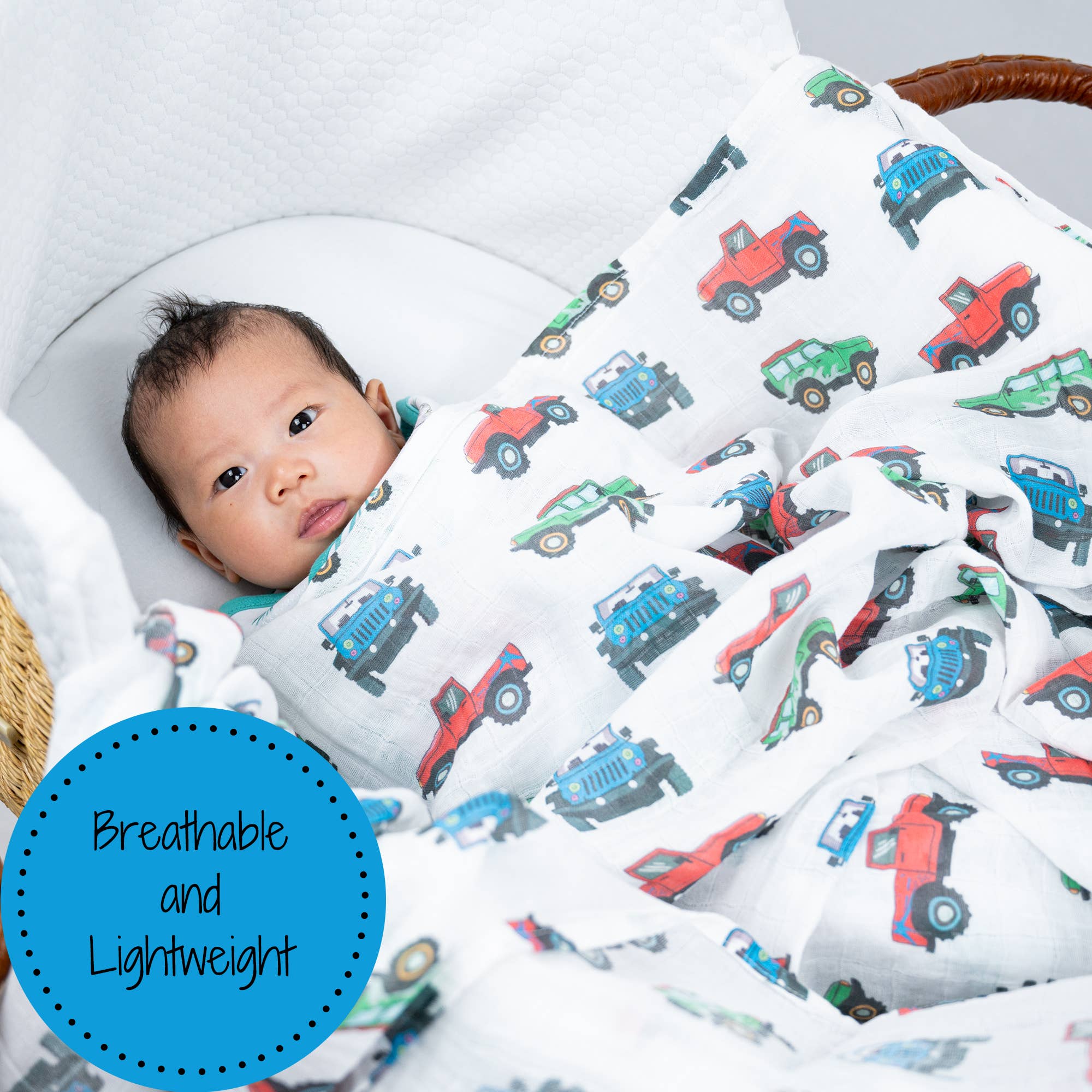 LollyBanks- Vroom Vroom Zoom Baby Muslin Swaddle Blanket