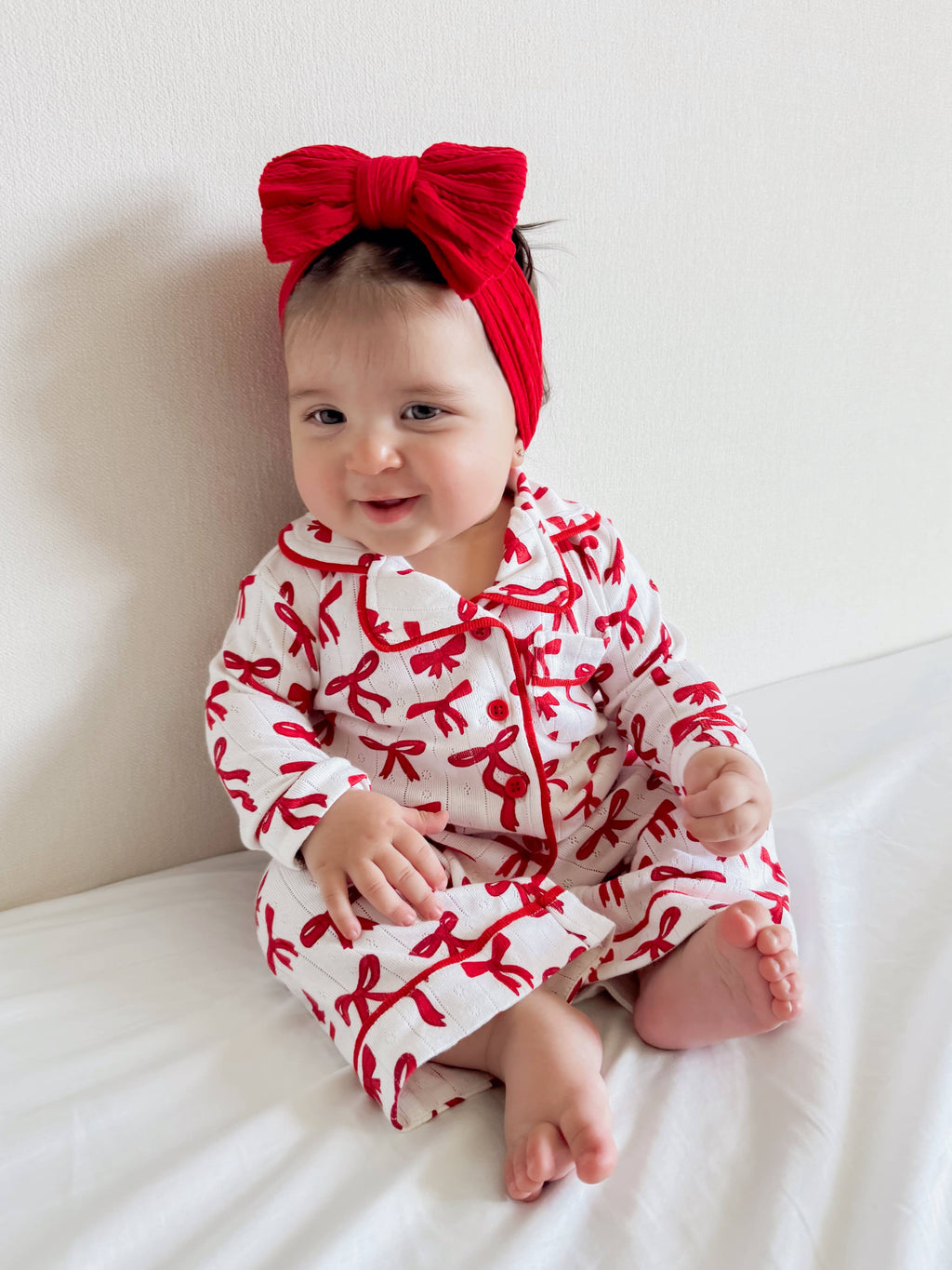 SIIX Collection- Red Bows / Organic Pointelle Lounge Set