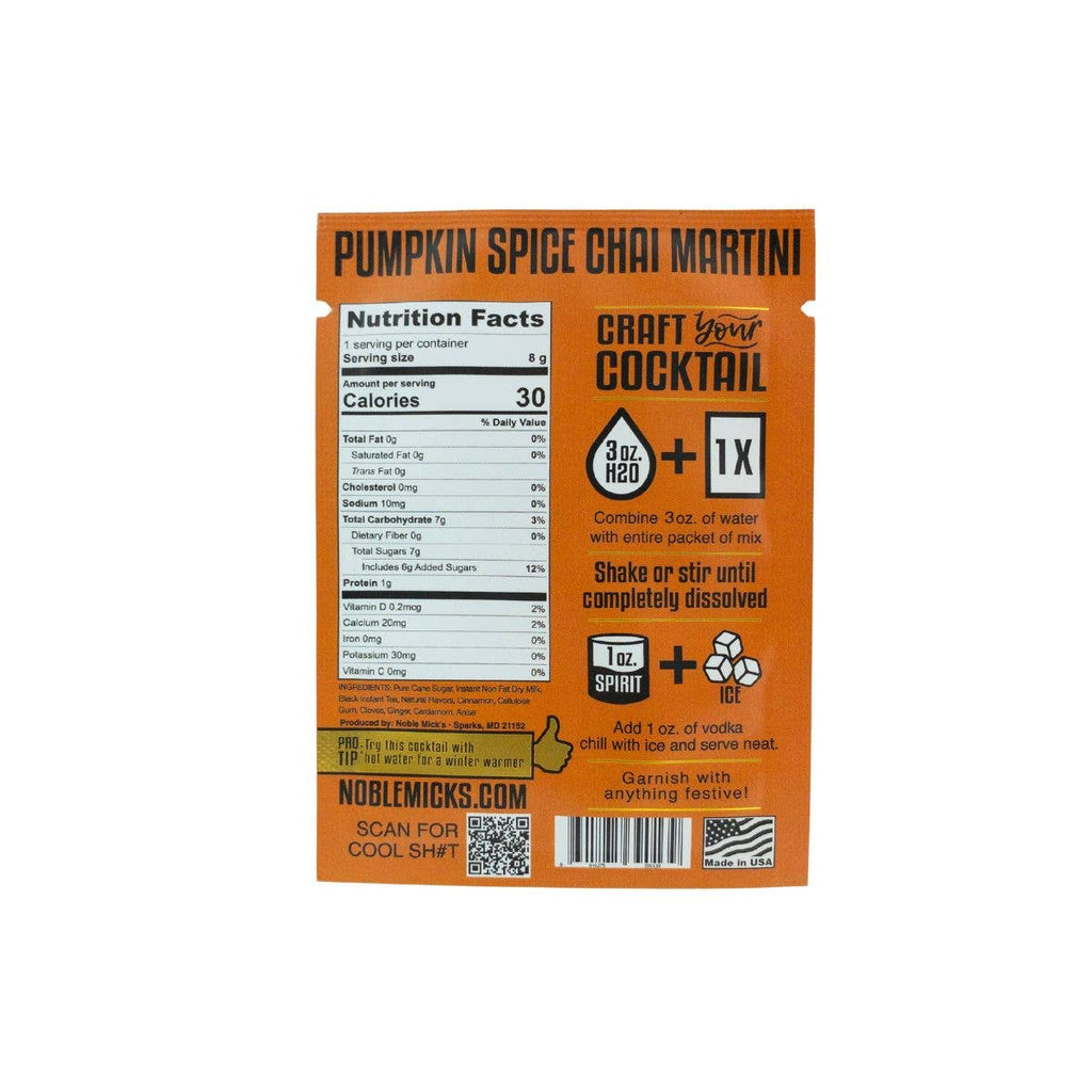 Noble Mick's- Pumpkin Spice Chai Martini Single Serve Craft Cocktail