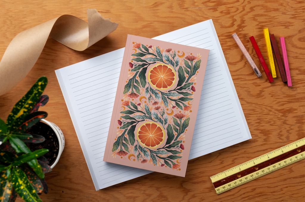 Denik- Grapefruit Blooms Classic Layflat Journal Notebook