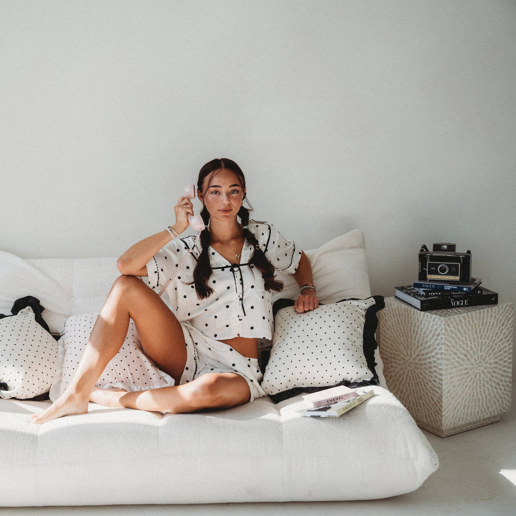 K'lani- "Flirt" Polka Dot in Cream & Black with Green Accent Hair Tie Bracelets