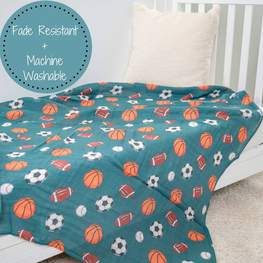 LollyBanks- Baby Muslin Swaddle Blanket 47x47 Little Athlete