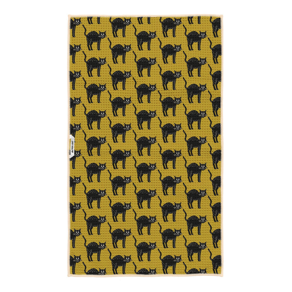 Trek Light- Kitchen Tea Towel Quick Dry | Black Cats | Halloween