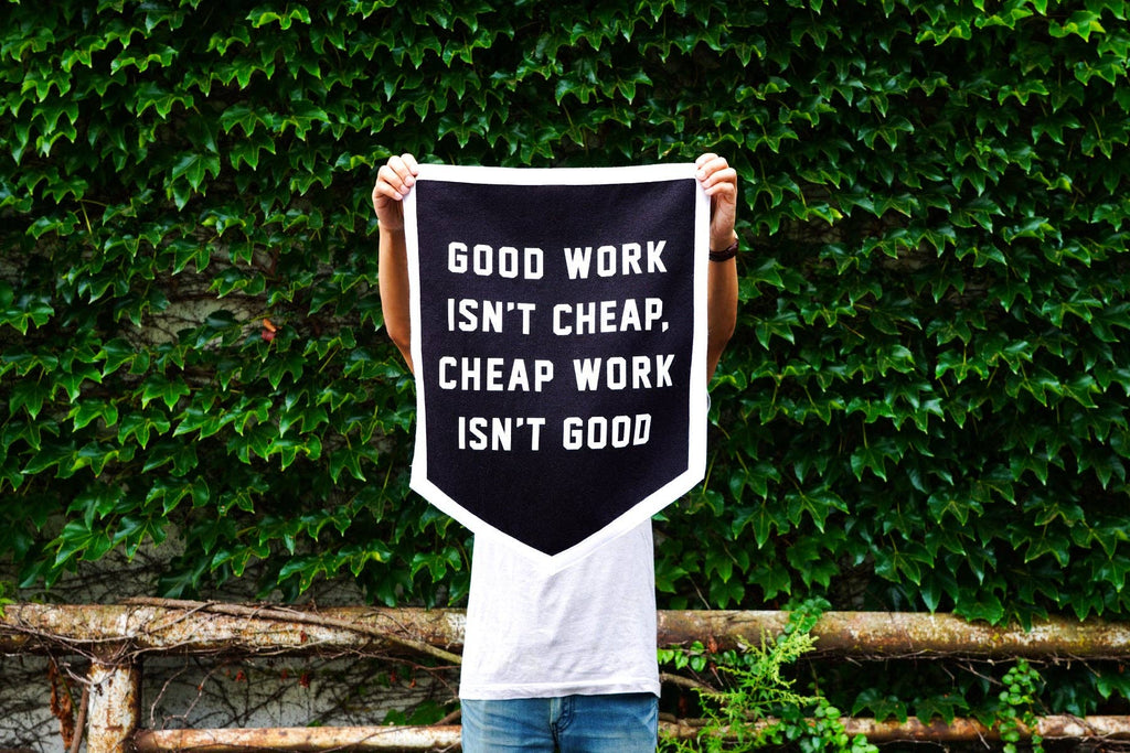 Oxford Pennant- Good Work Isn't Cheap Camp Flag • Promises Kept Events x Oxford Pennant