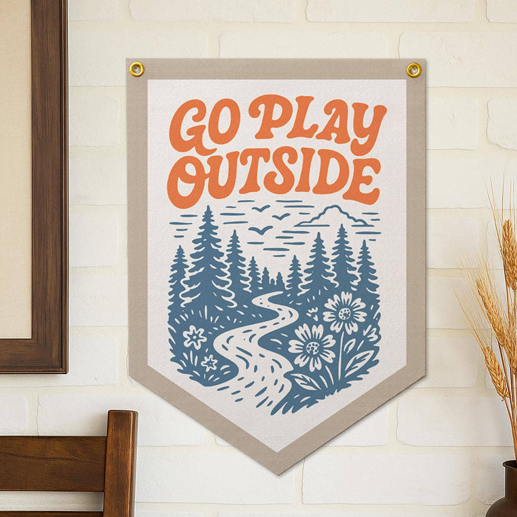 Benoit's Design Co.- Go Play Outside Felt Camp Flag