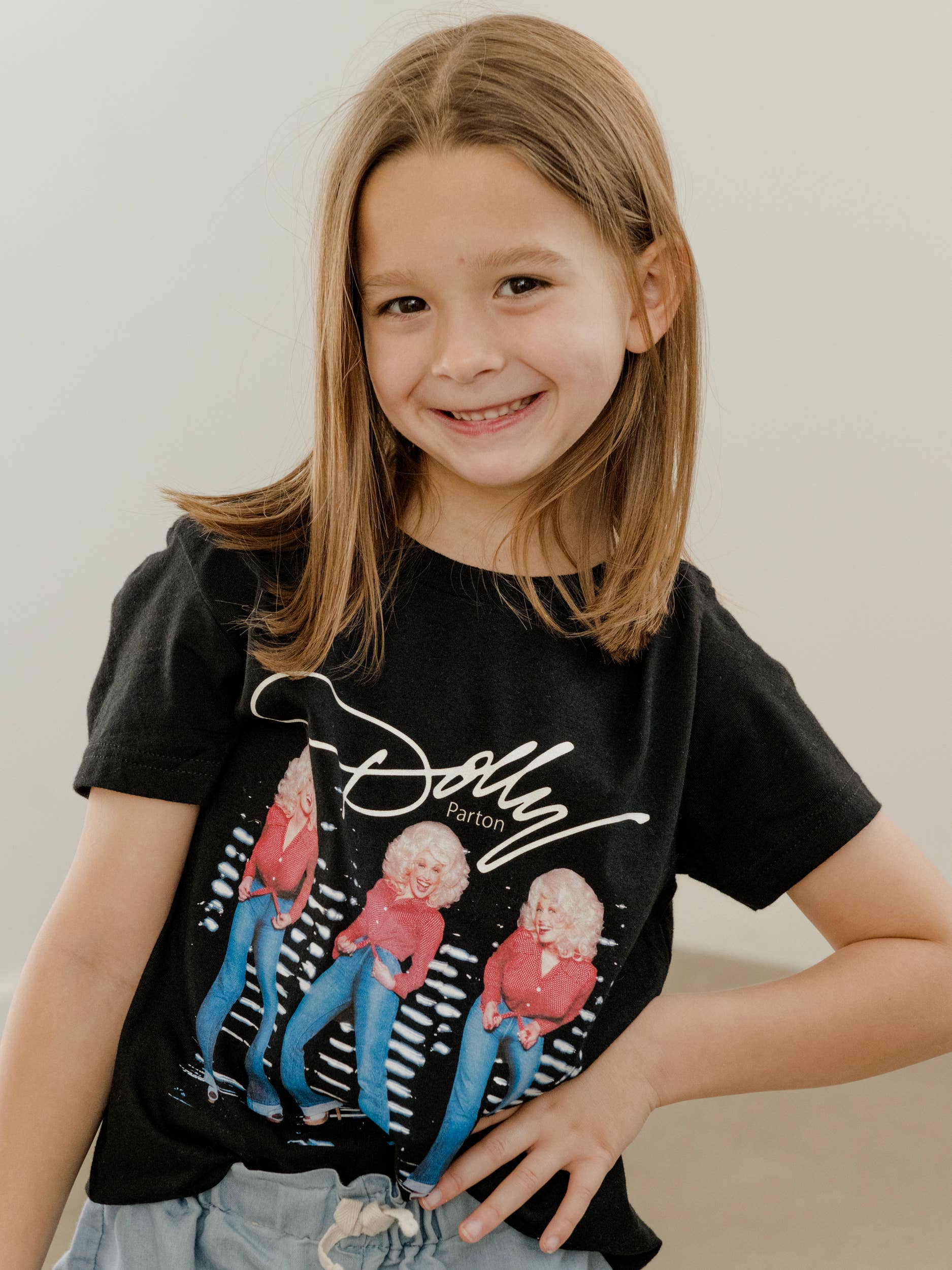 LivyLu- Children's Dolly Parton Triple Threat Black Tee