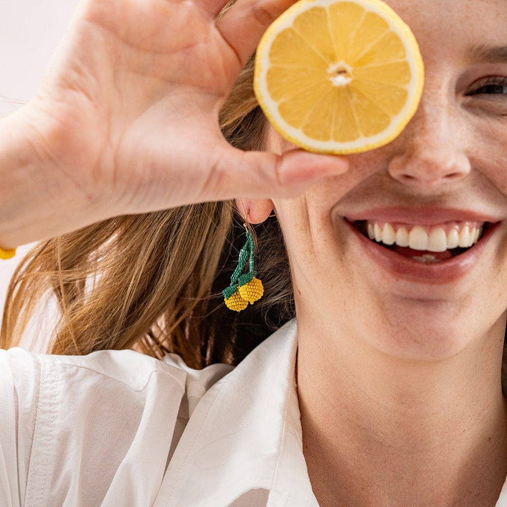 INK + ALLOY- Lottie Lemon Dangle Luxe Earrings Yellow