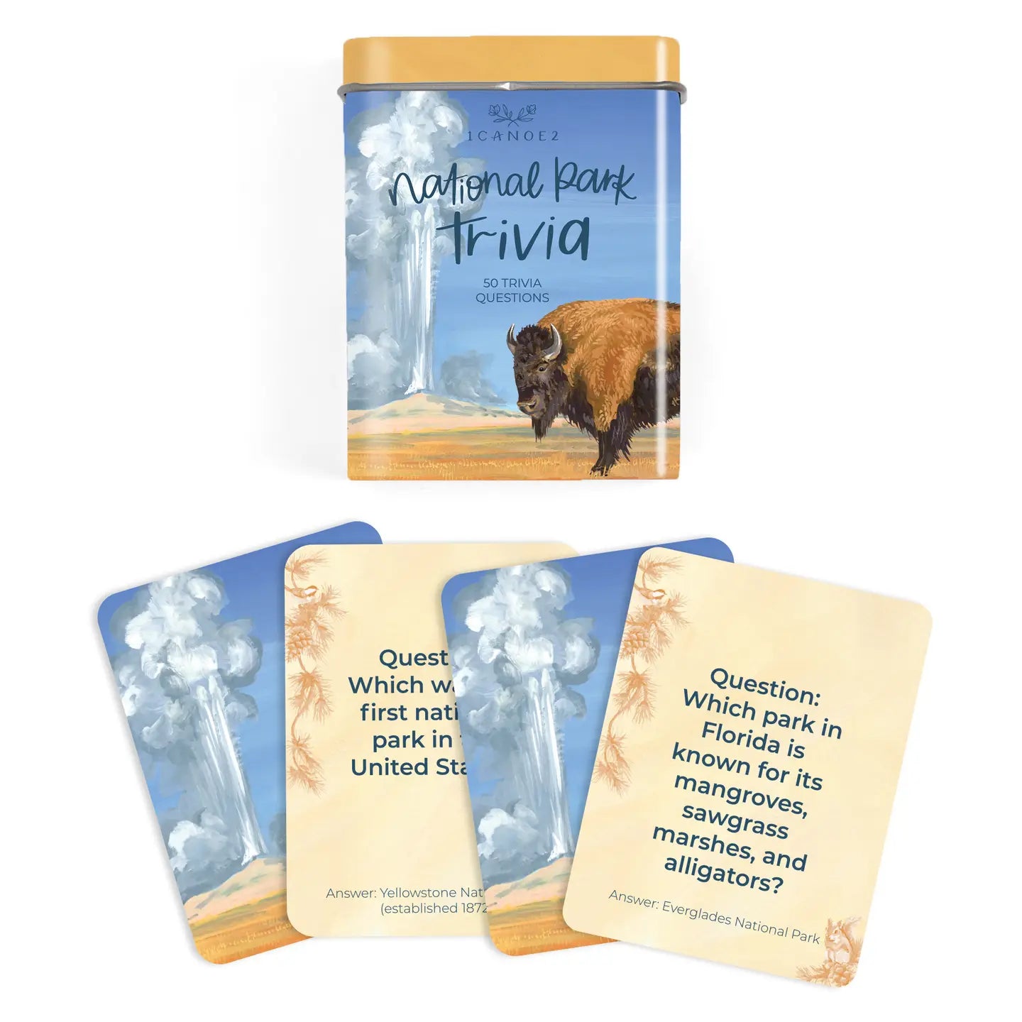 1Canoe2- National Parks Trivia Card Game + Storage Tin
