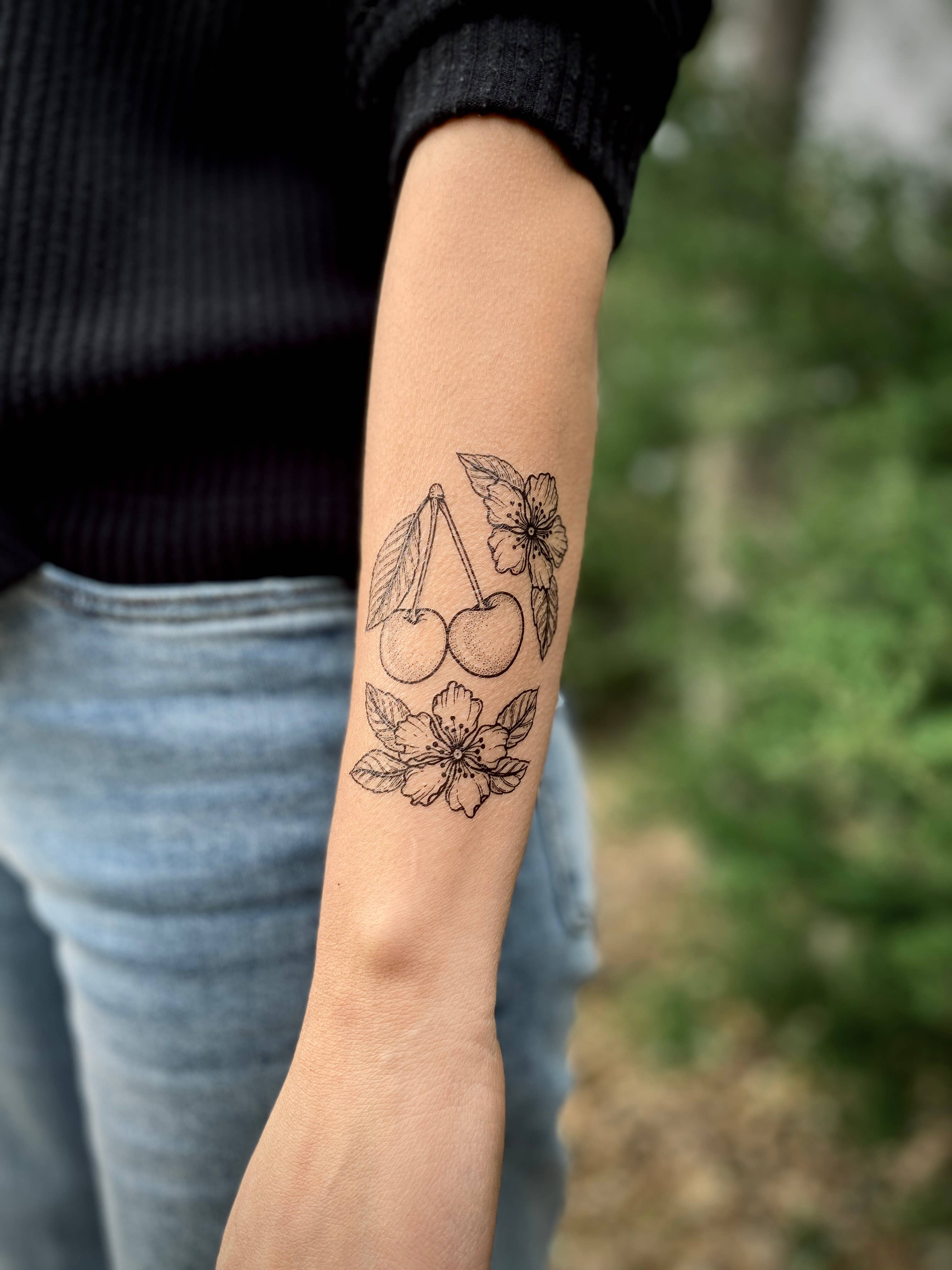 NatureTats- Cherry Flower Temporary Tattoo