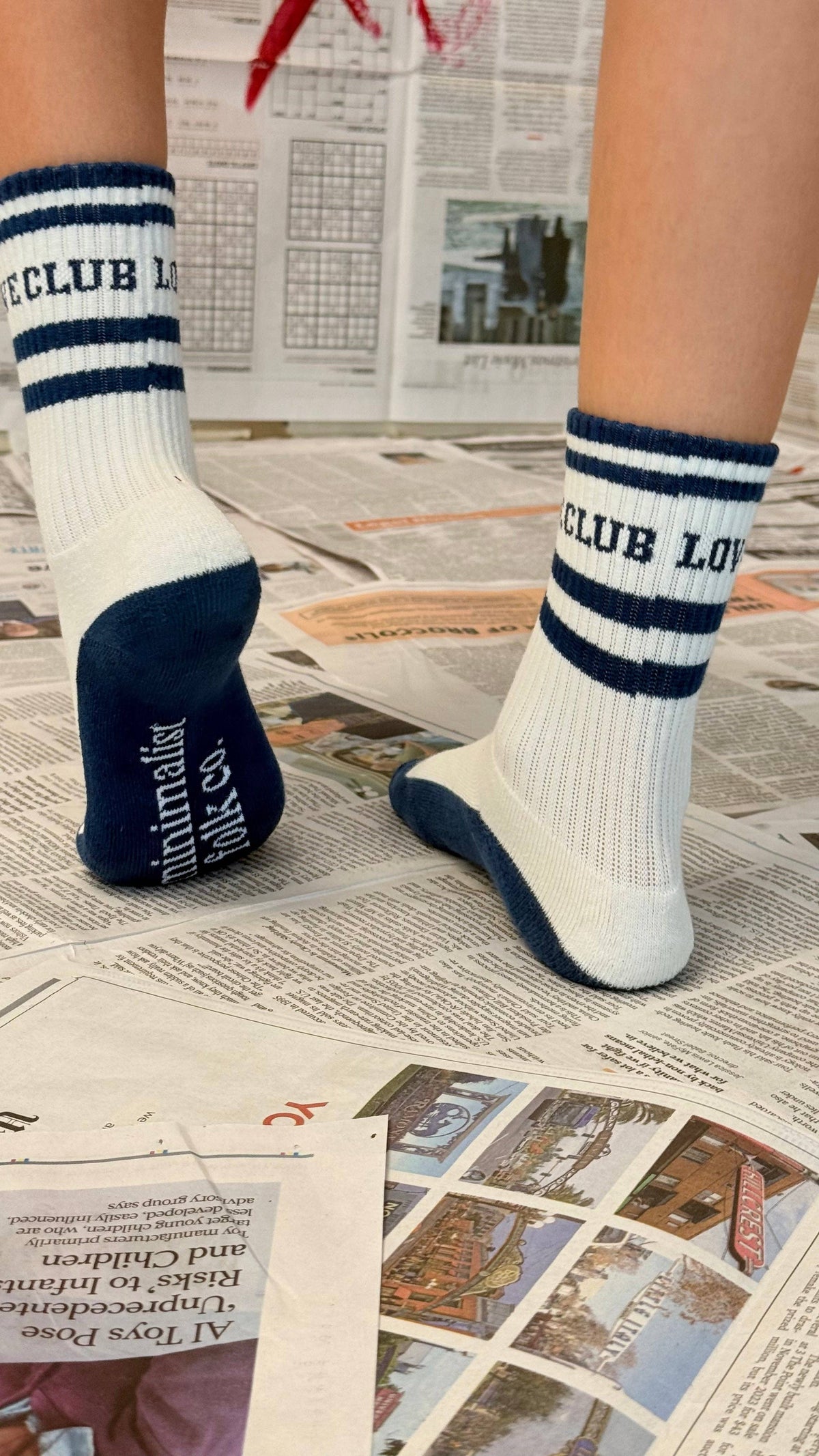 Minimalist Folk Co.- LOVE CLUB | IN NAVY BLUE | socks | retro tube