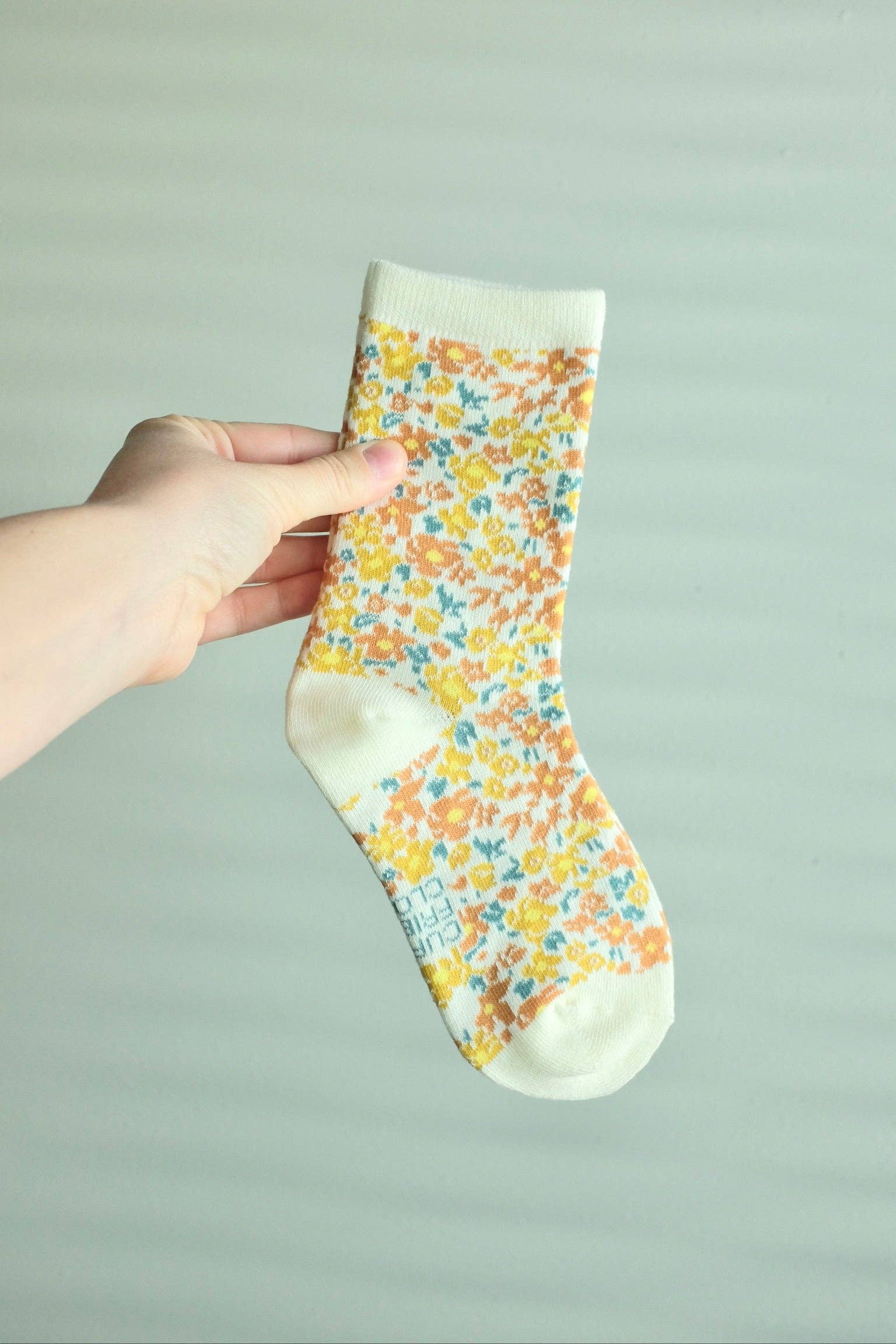 First Summer- Gold Floral Vintage Print Crew Socks