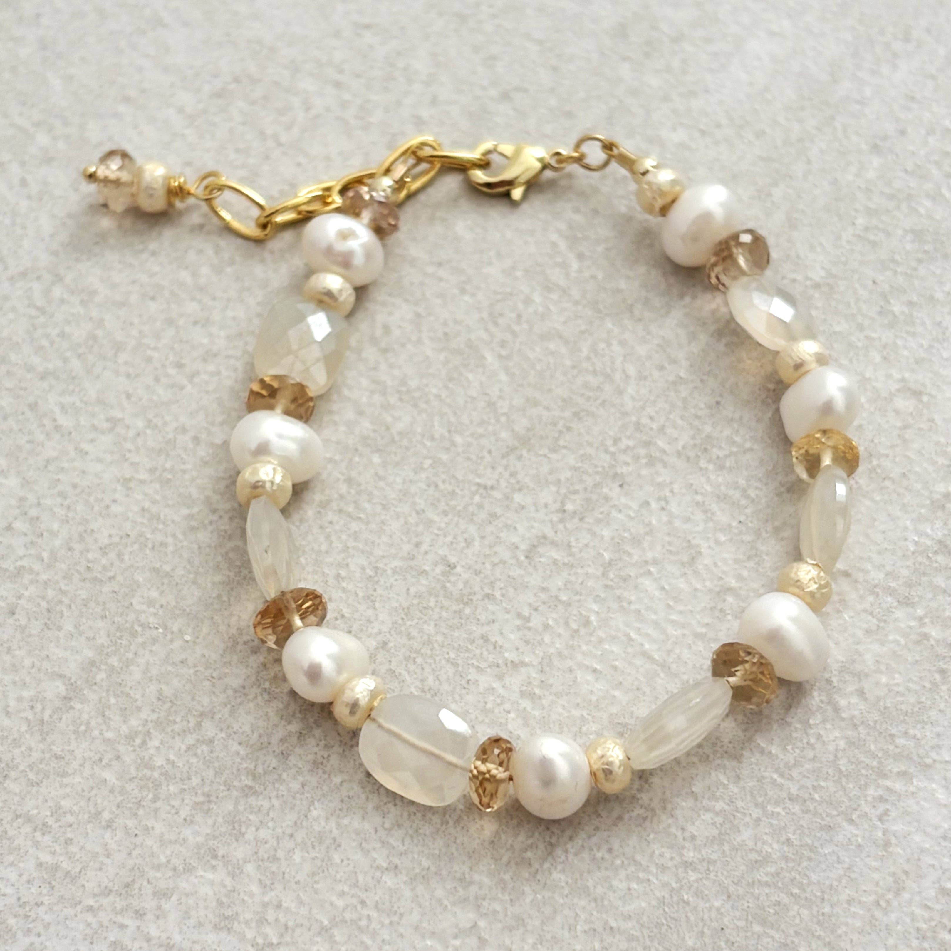 The Silver Wren- Neutral Stone Beaded Bracelet