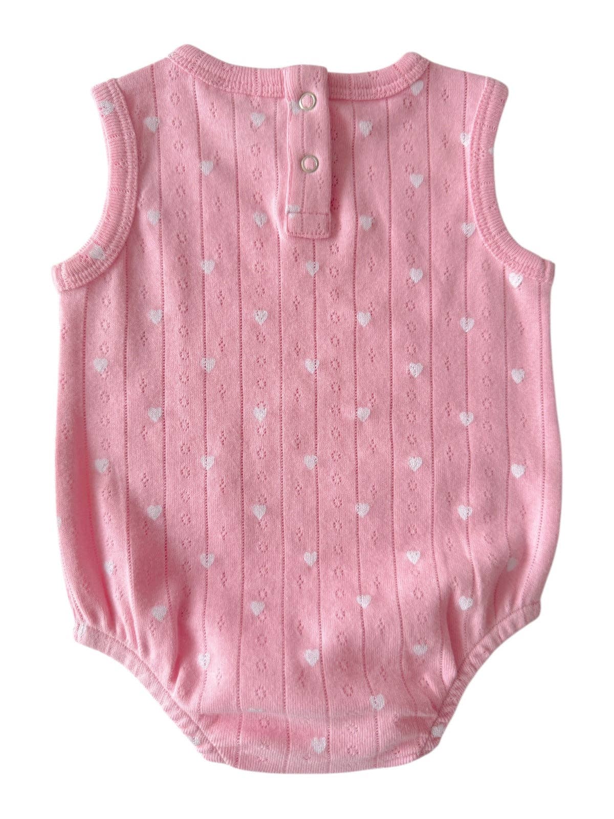 SIIX Collection- Pink with White Heart / Organic Pointelle Dune Bubble