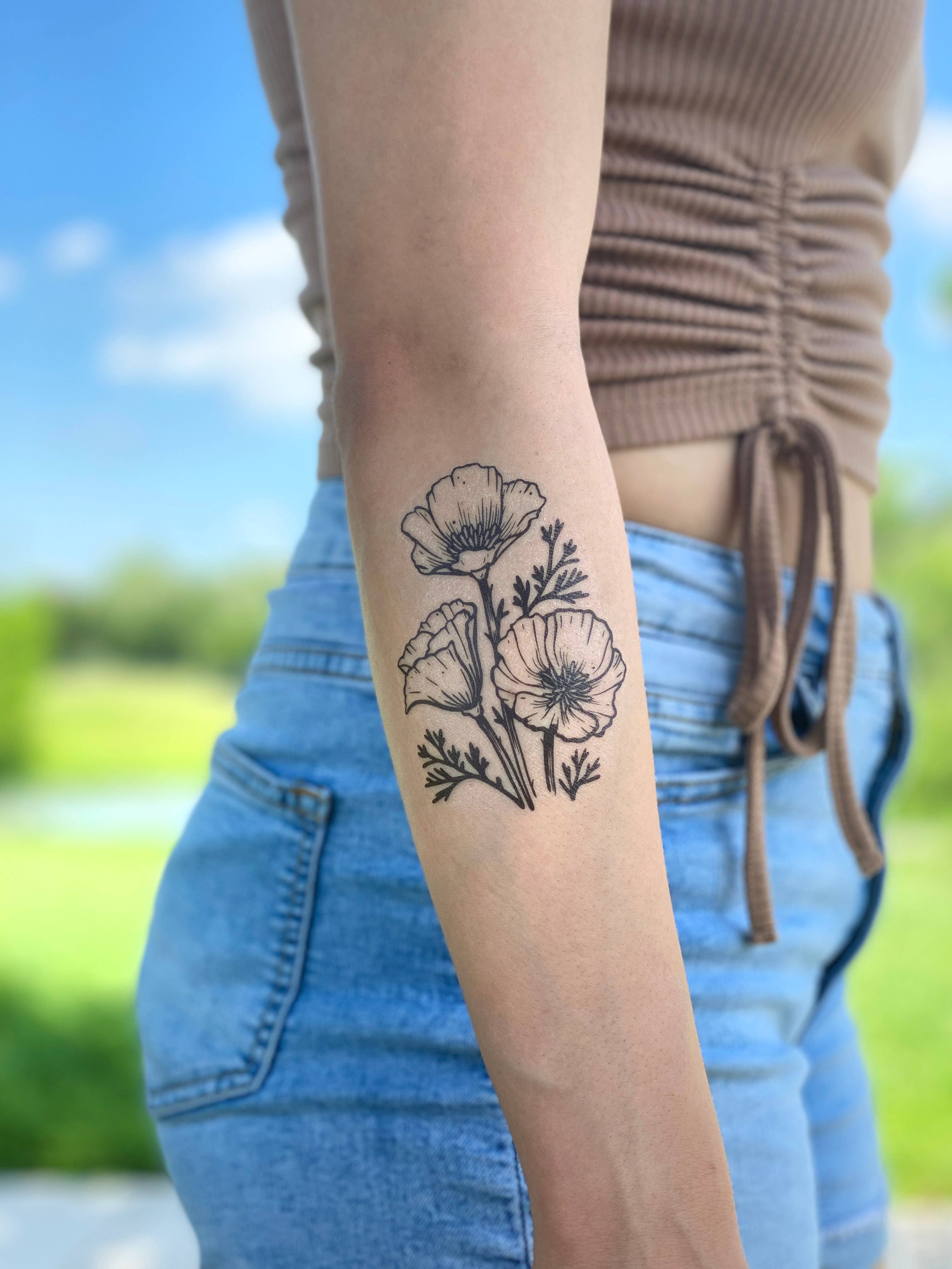 NatureTats- Golden Poppy Temporary Tattoo