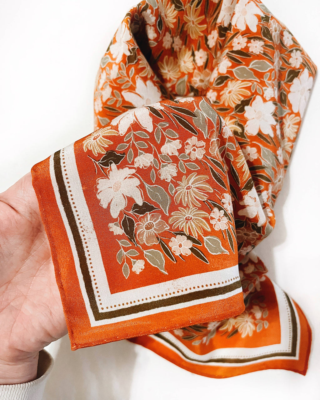 Flora West Design- 100% Silk Bandana Scarf - Botanical Garden Floral Western