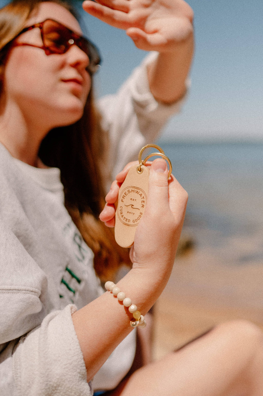 Freshwater Curated Goods- Custom Logo Hotel Leather Keychain