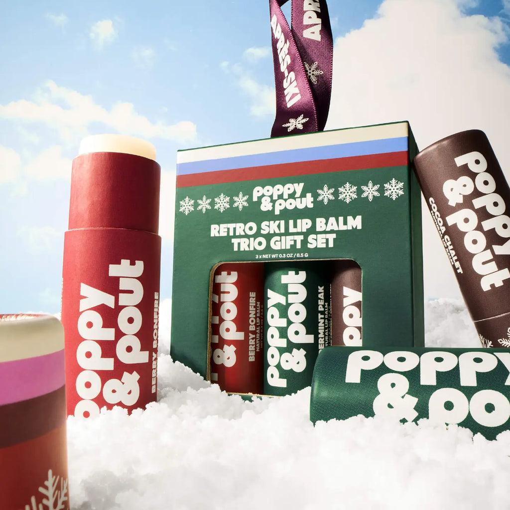 Poppy & Pout- Lip Balm Trio Ornament, Retro Ski, Limited Edition