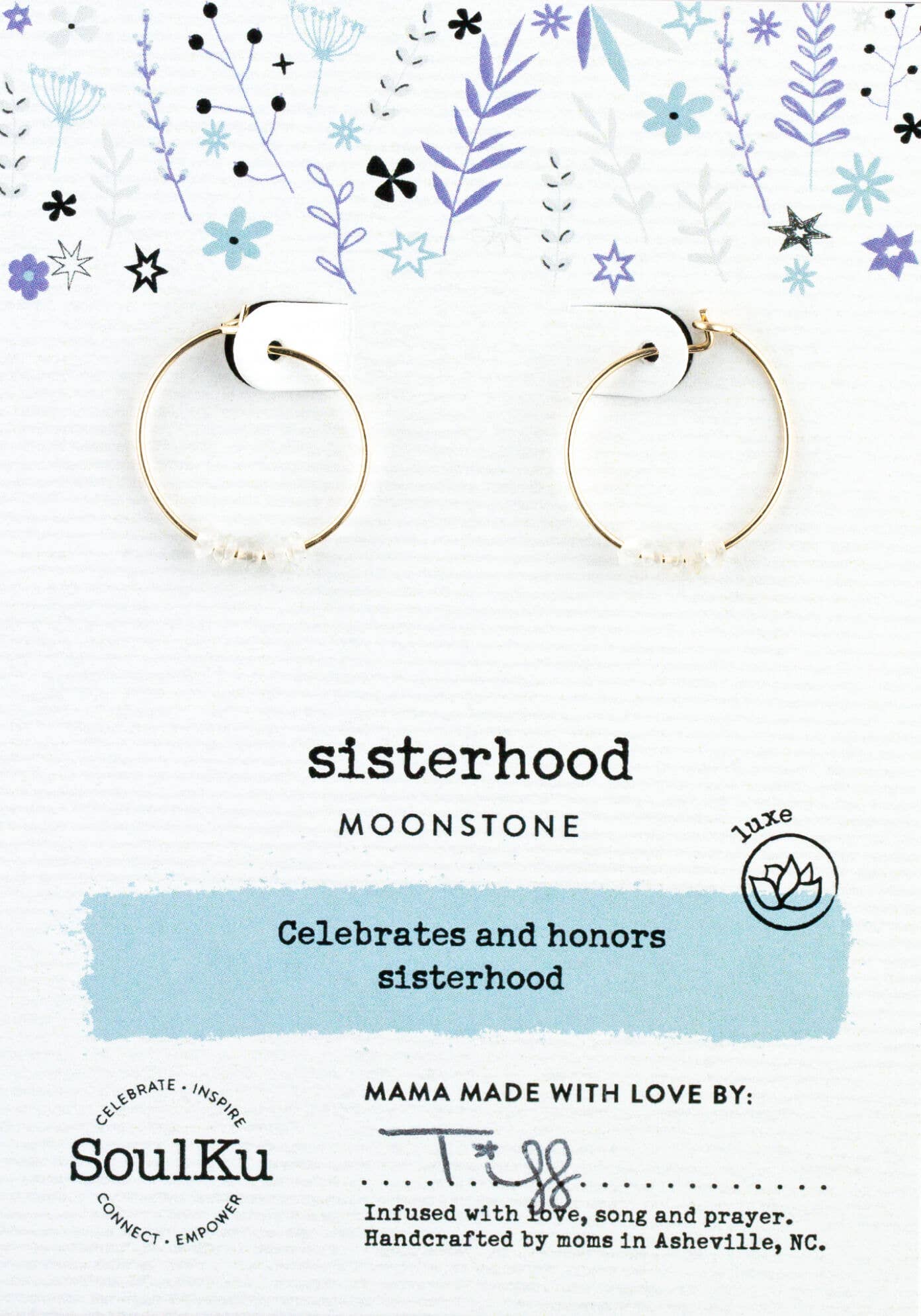 SoulKu- Moonstone Gold Hoop Earrings for Sisterhood
