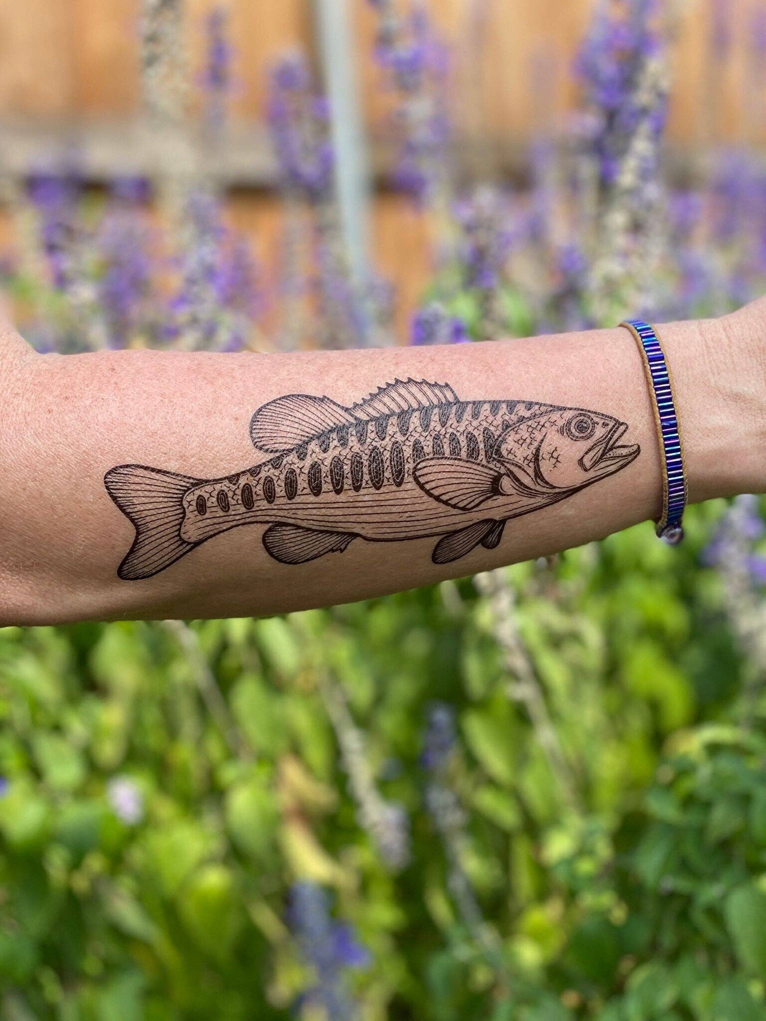 NatureTats Bass Fish Temporary Tattoo - Thumbnail 5