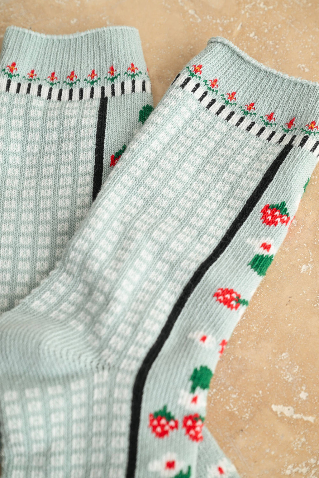 MIOU MUSE- Strawberry and Multi Pattern Sock