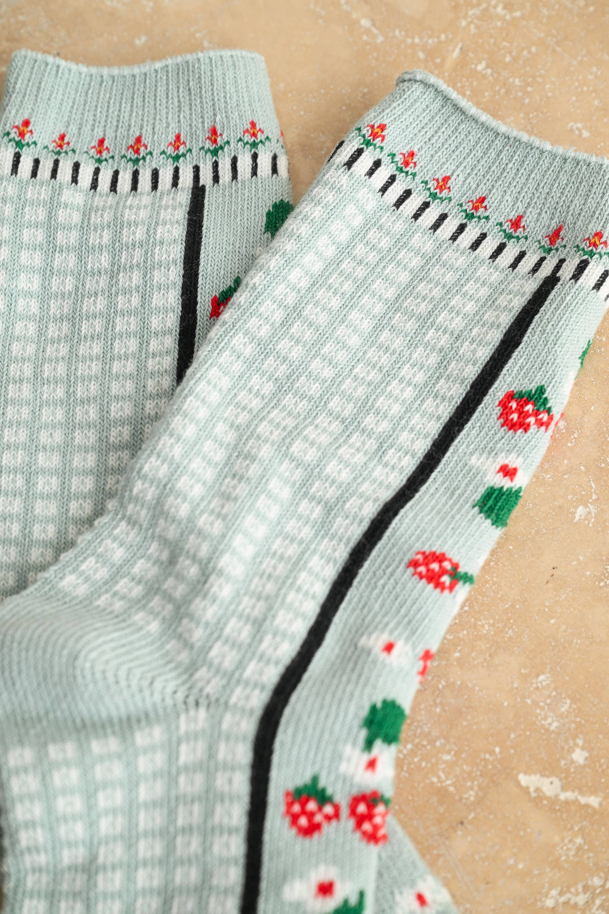 MIOU MUSE- Strawberry and Multi Pattern Sock