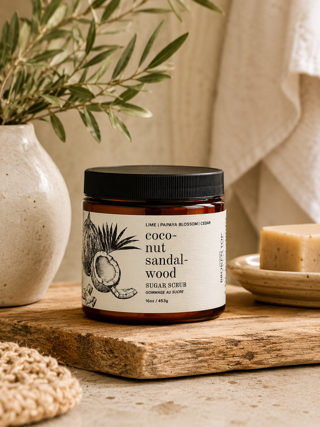 Broken Top Brands- Coconut Sandalwood 16oz Sugar Scrub