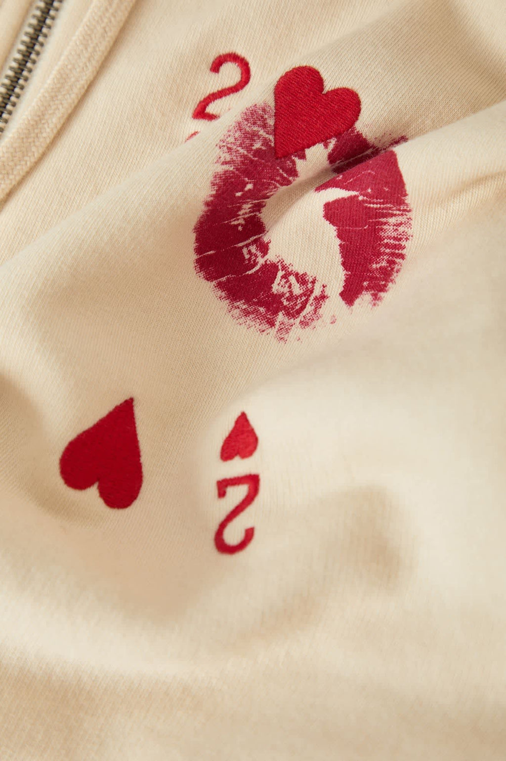 Brixton- Kissing Hearts Zip Hood