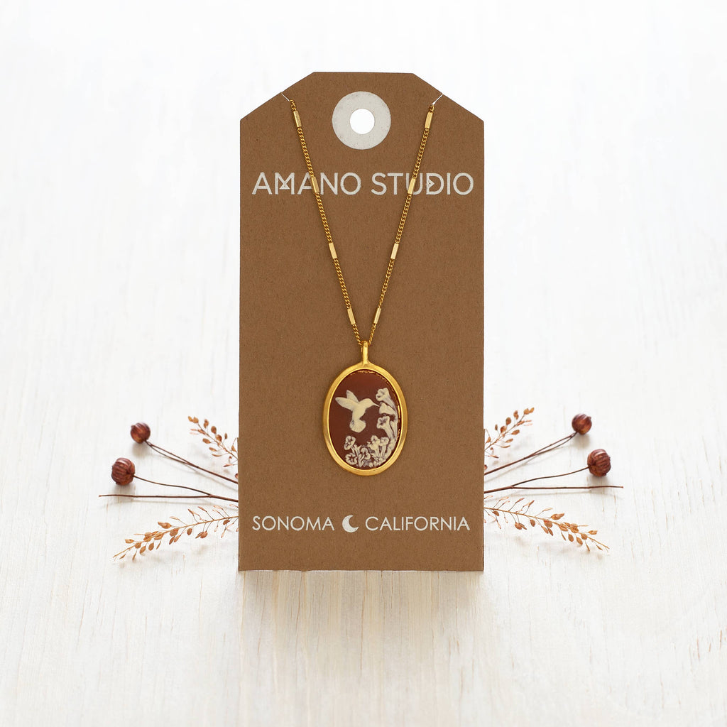 Amano Studio- Hummingbird Vintage Cameo Necklace