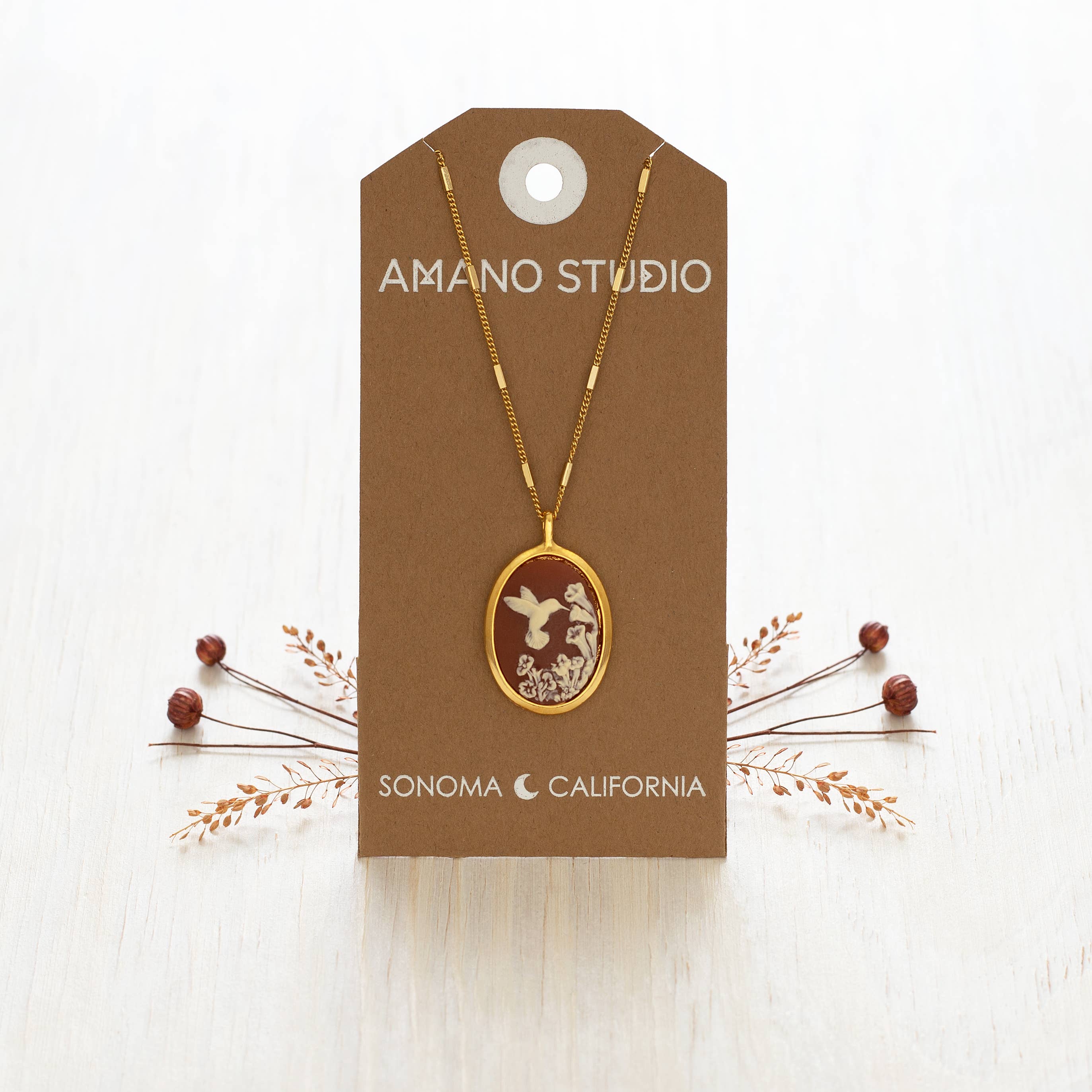 Amano Studio- Hummingbird Vintage Cameo Necklace