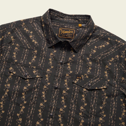 Howler Bros- H Bar B Snapshirt Hibiscus Ribbons Antique Black