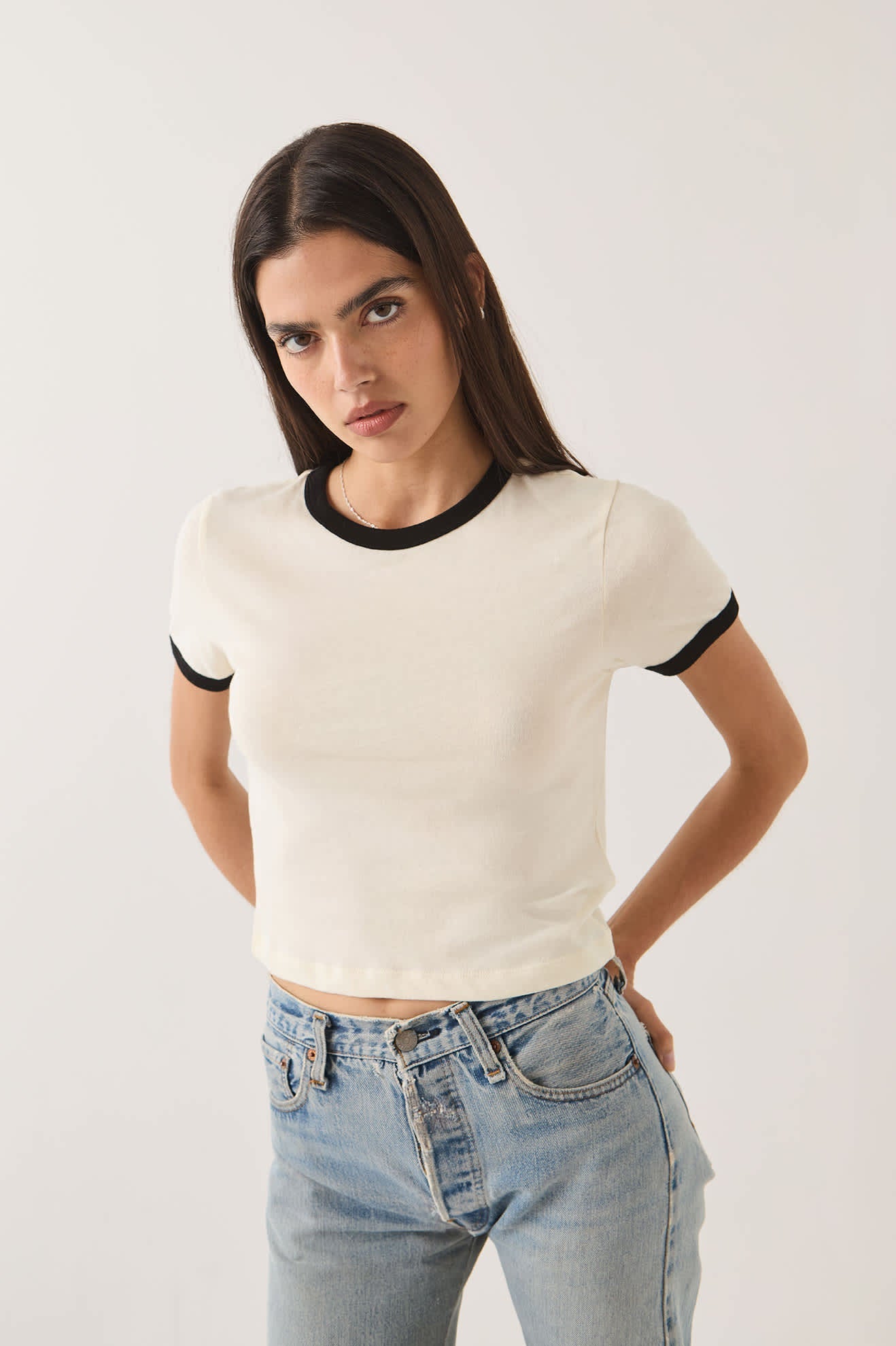 Brixton- Women's Carefree Organic Garment Dye Ringer T-Shirt