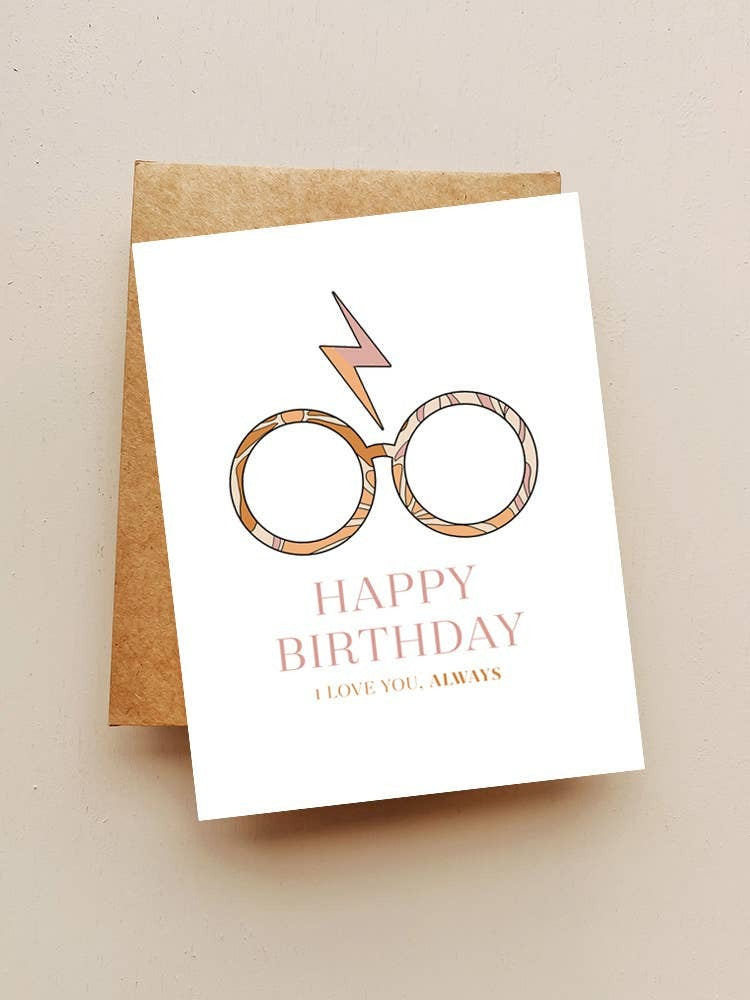 A2 card with Kraft envelope

"Happy birthday, I love you, always"