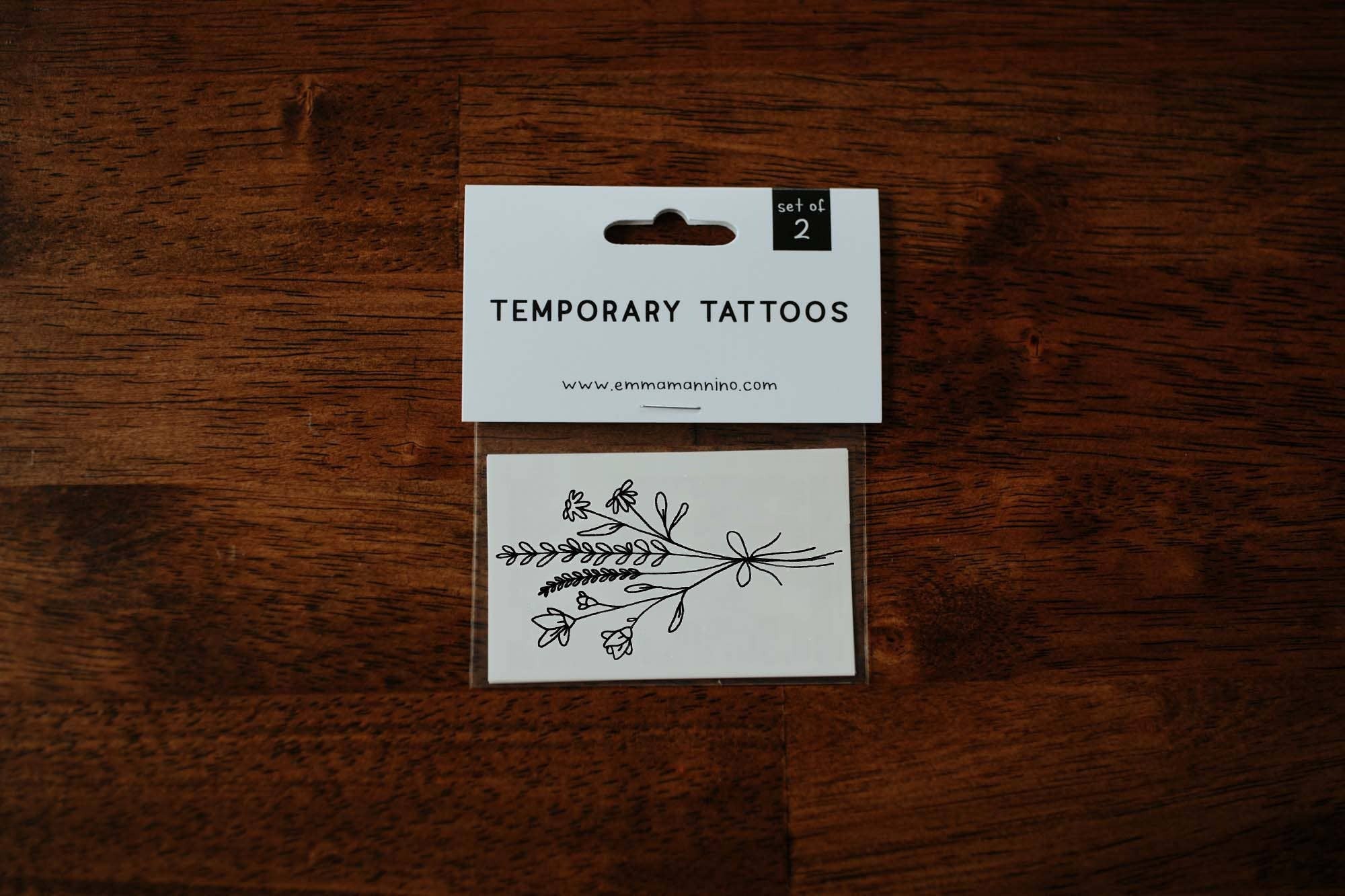 Remember when you were younger and would pick wildflowers in the yard and give them to your loved ones? This temporary tattoo represents all the joy that those tied garden flowers once brought us.

Set of 2 temporary tattoos

Size of sheet: 3 inch x 2 inc