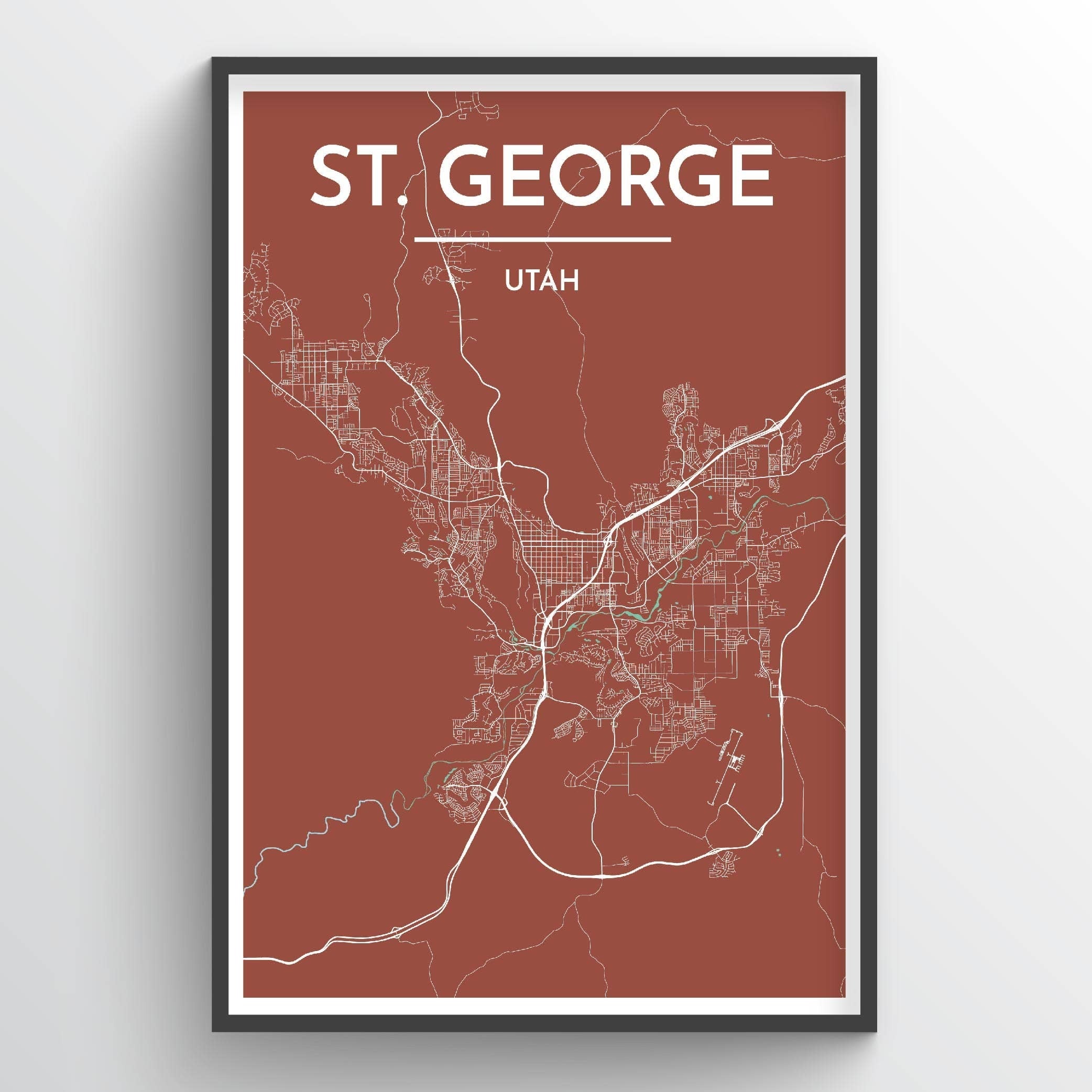 13x19" City Map Print - Red St George City