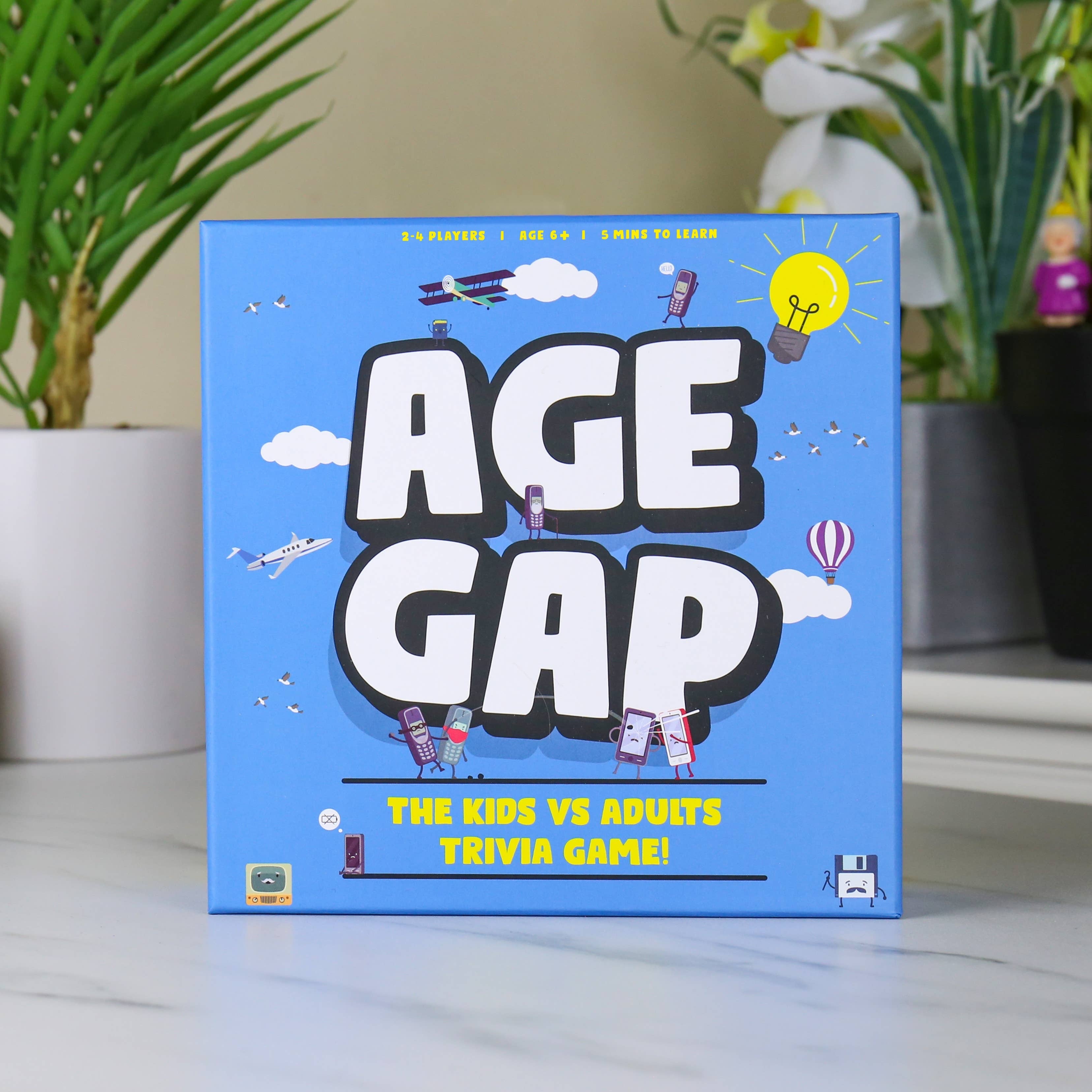 Do you think kids rule and grown-ups drool? Or are you a golden oldie wanting to teach those young whippersnappers a thing or two? Whether you’re young or old, it’s time to gather your friends and family for the battle of the ages with Age Gap!

Dimension