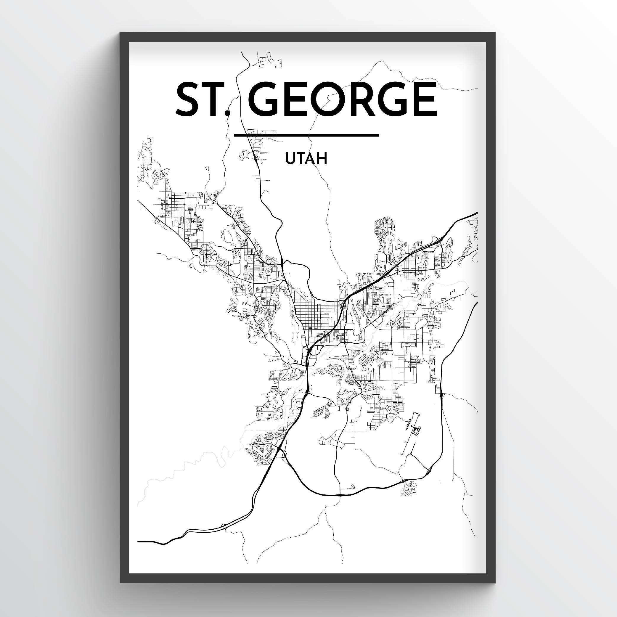13x19" St George City Map Print - White