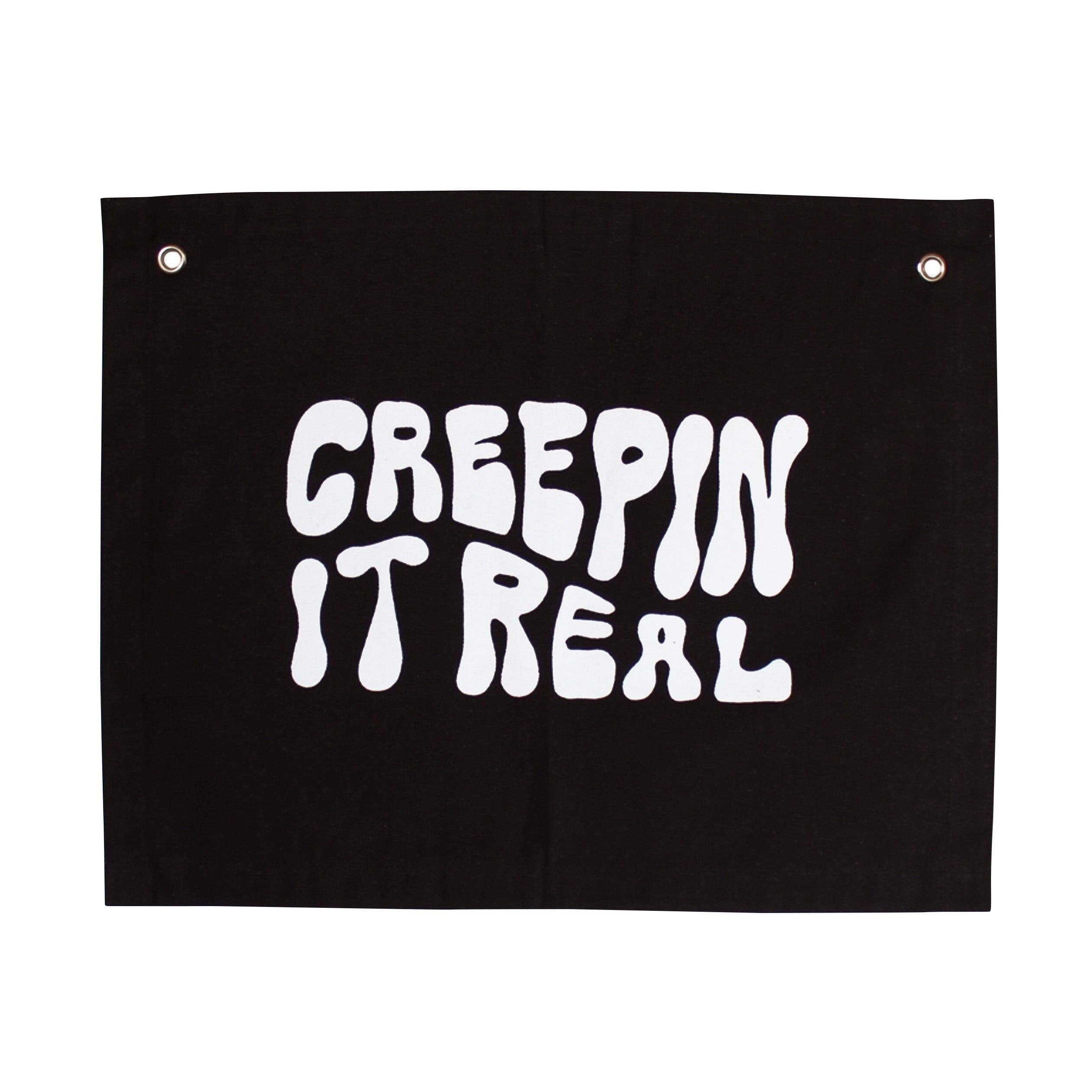 d e s c r i p t i o n

"Creepin' it Real" Canvas Banner | Halloween Wall Flag
Sewn and screen printed by hand on natural canvas by Kenyan artisans

HALLOWEEN COLLECTION 2022

d e t a i l s
+ black canvas
+ 16in x 20in
+ white screen print

w a s h  &  c a